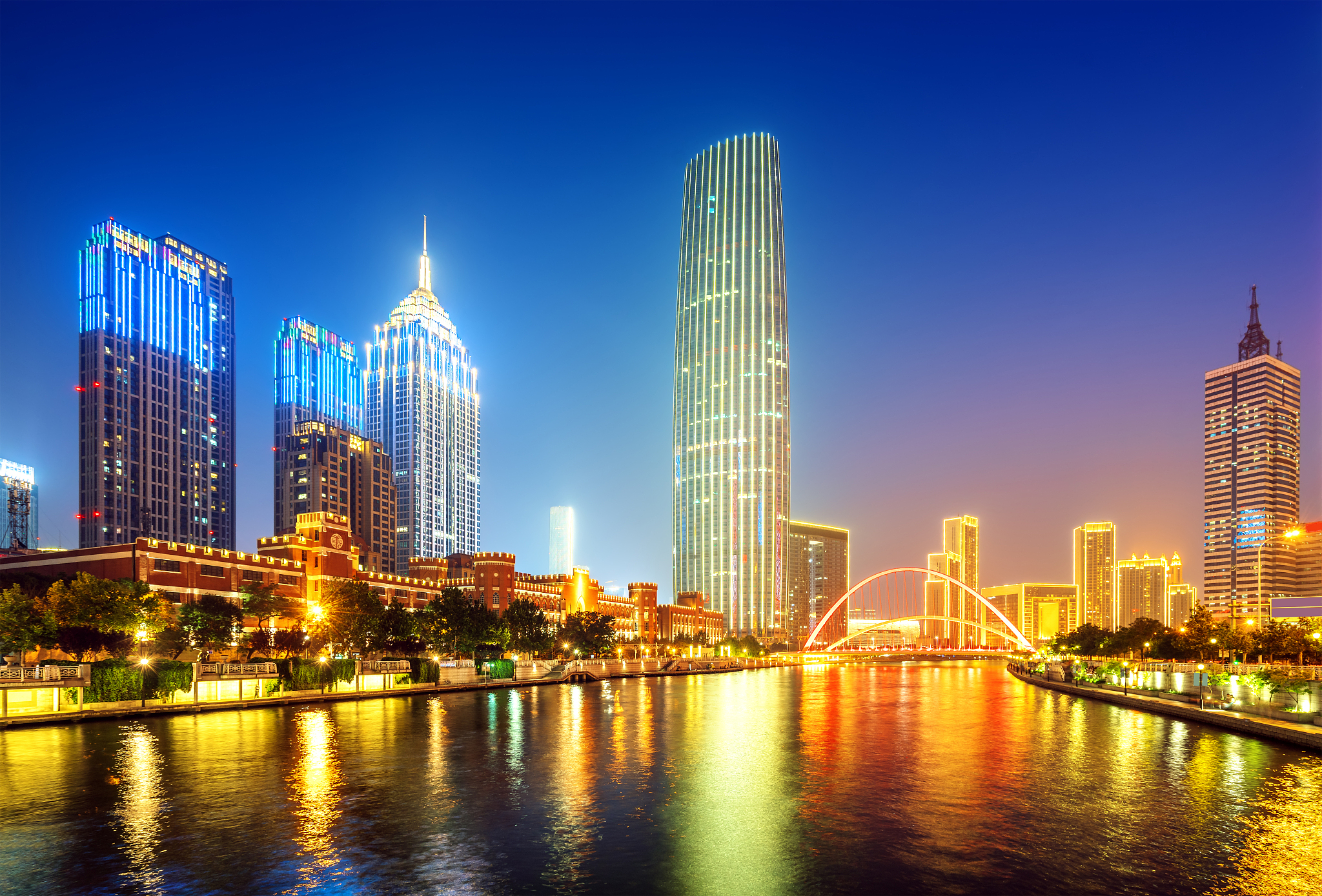 tianjin city, china, night view