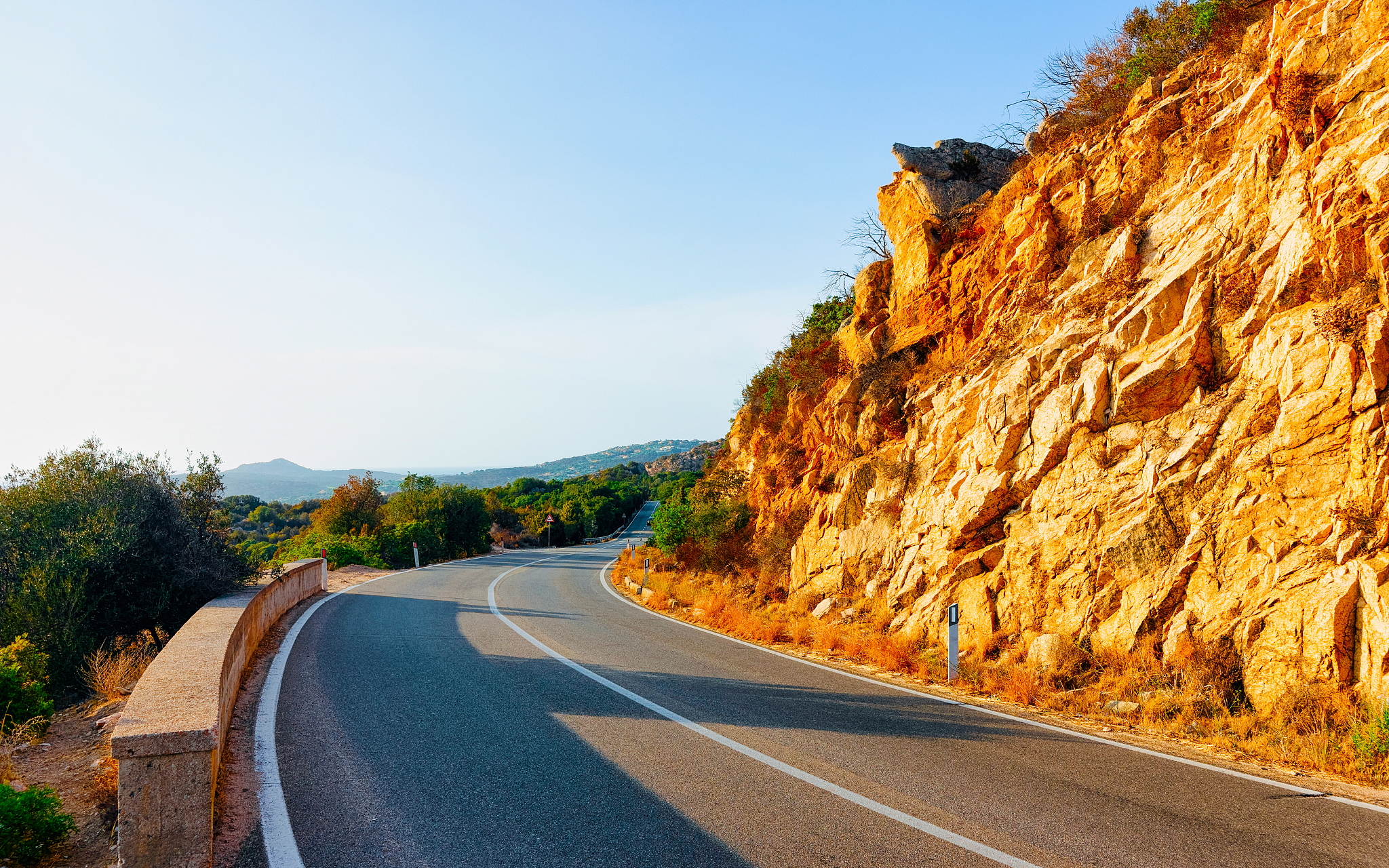 empty road without cars in sardinia island italy reflex