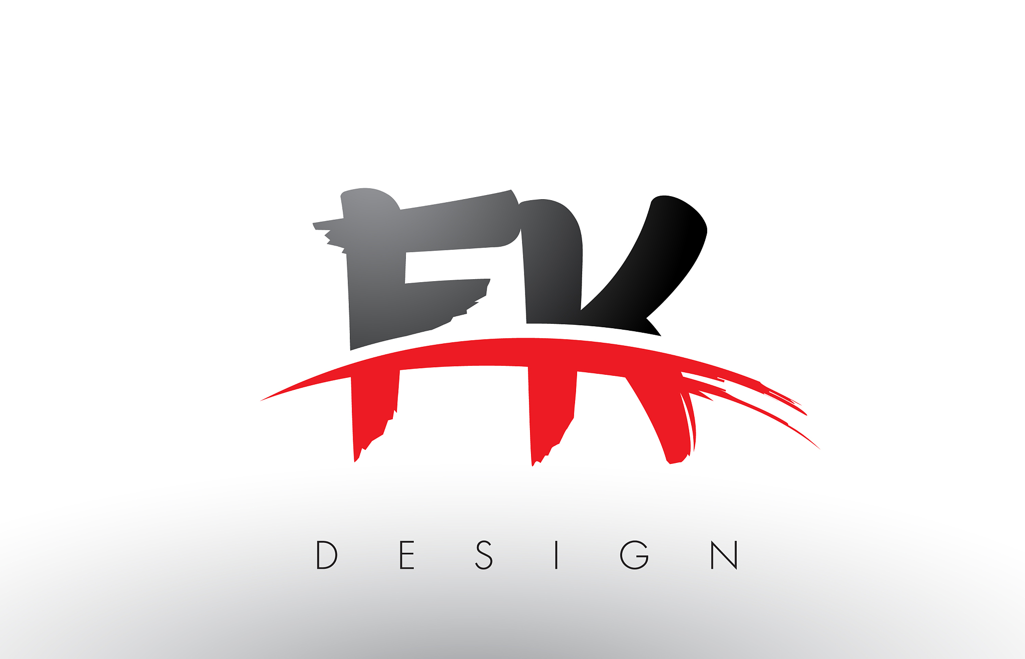 fk f k brush logo letters with red and black