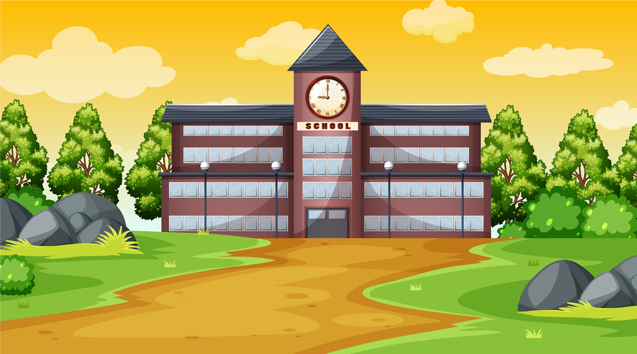 front school building scene