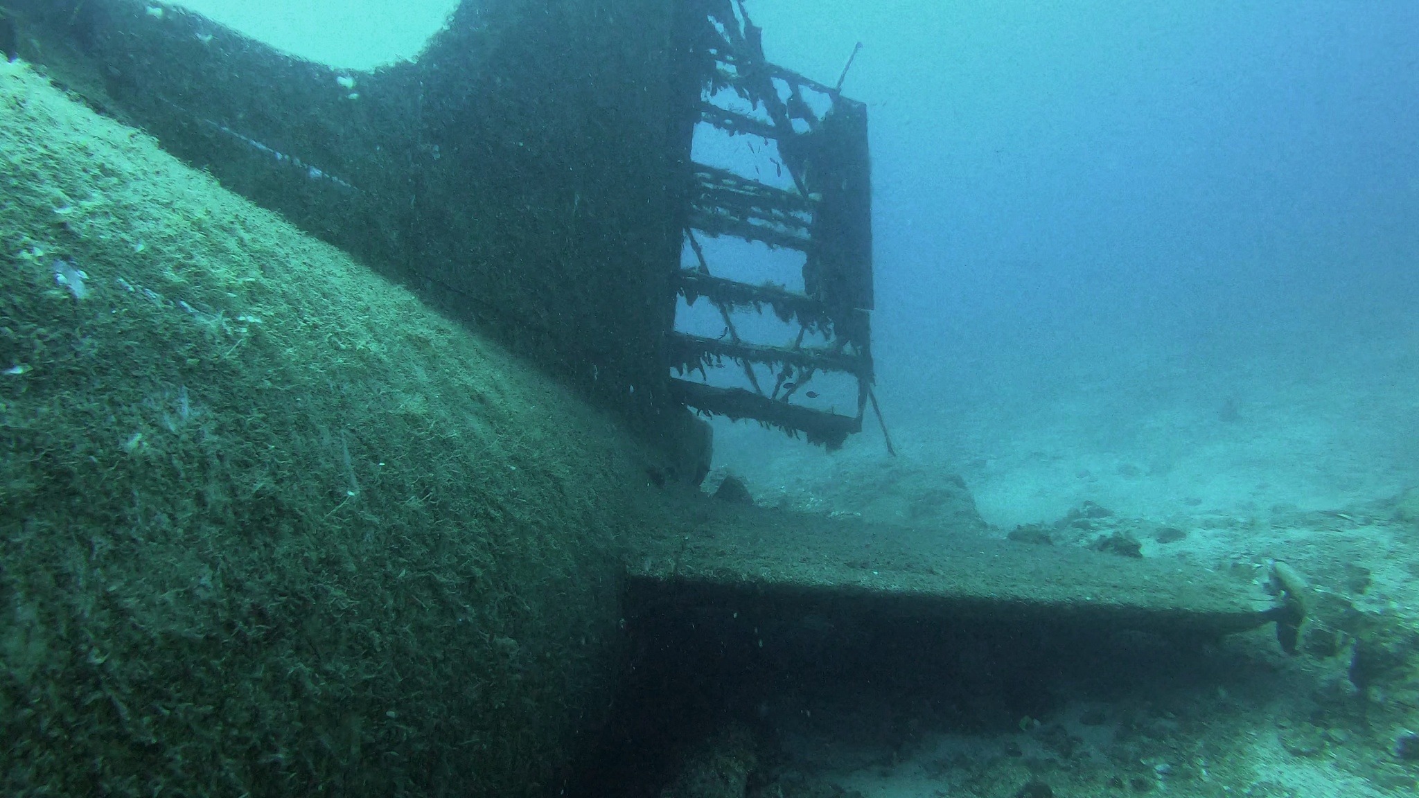 aircraft wreck in the mediterranean sea, propeller aircraft