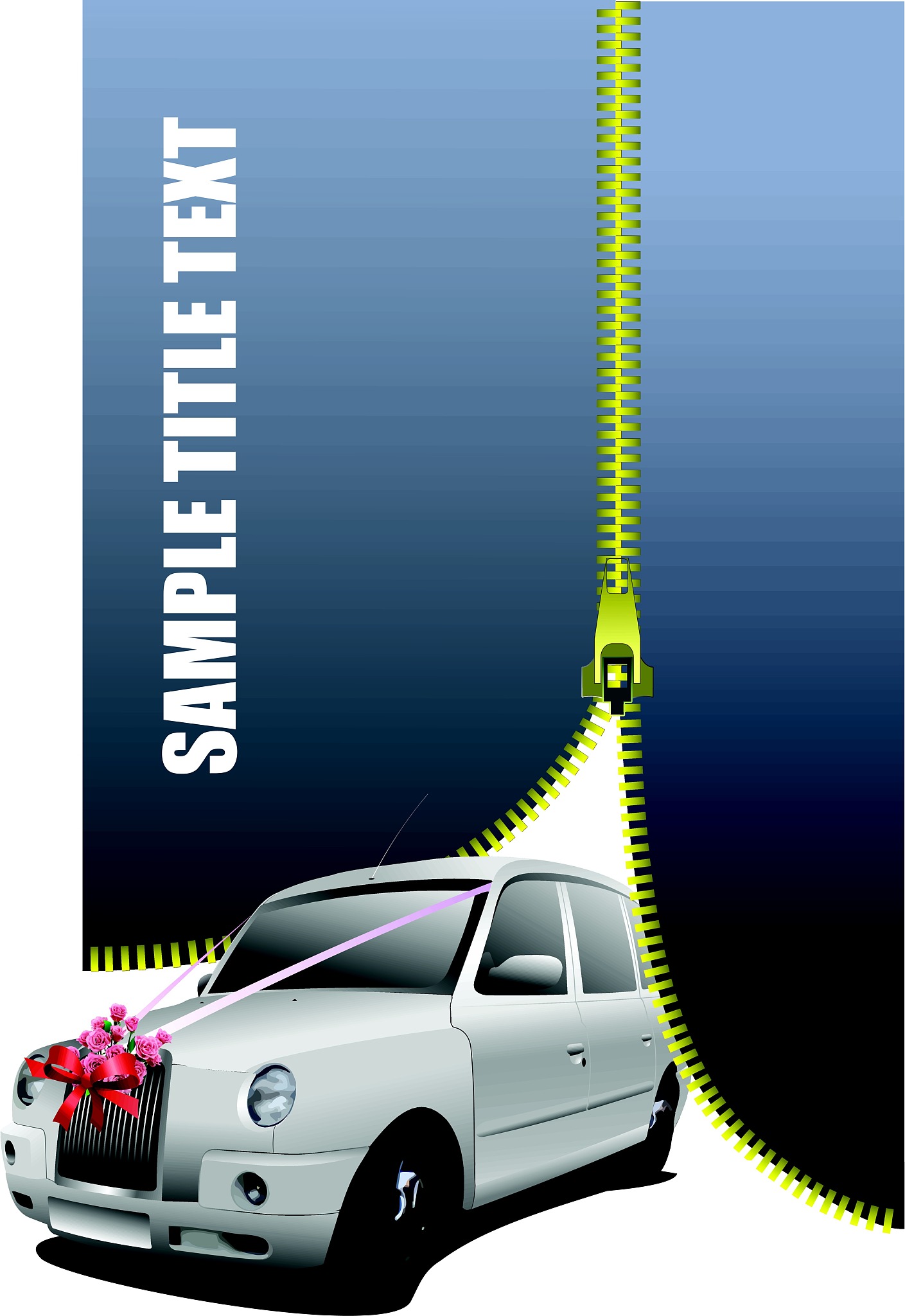 zipper open wedding car. vector illustration