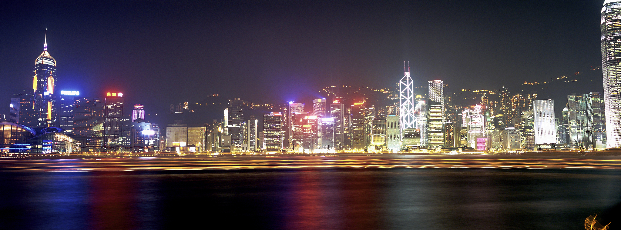 view of hong kong harbour by night