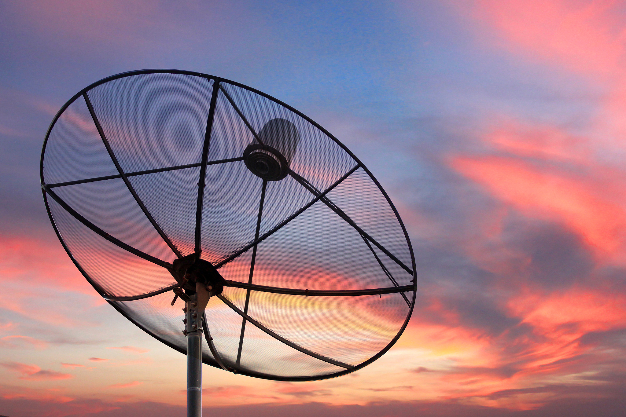satellite dish on evening light.