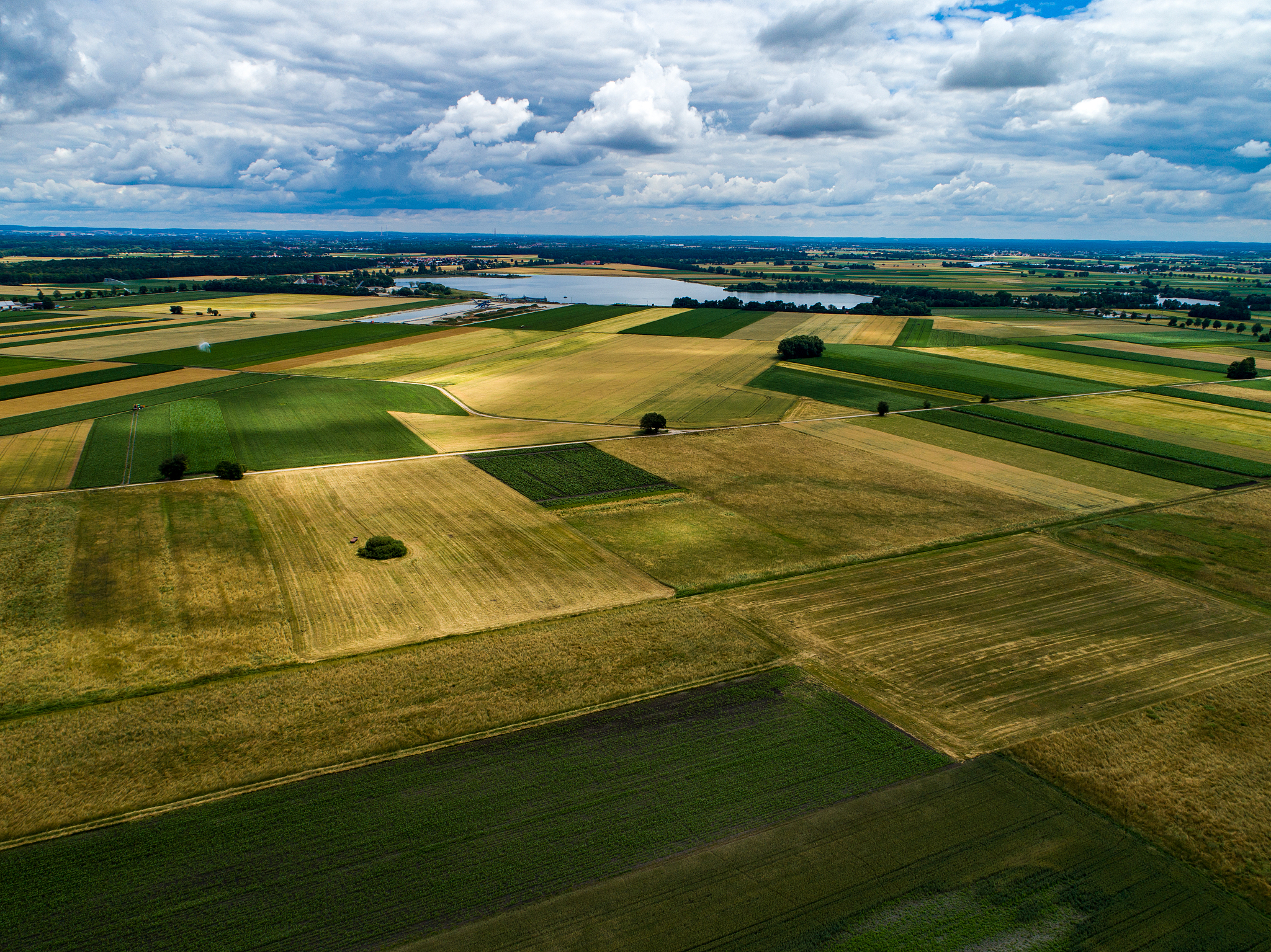 aerial view of various agricultural fields