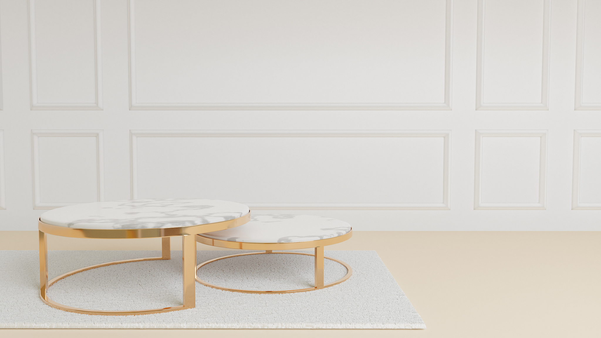 circle marble golden metal table stand to place on the white car