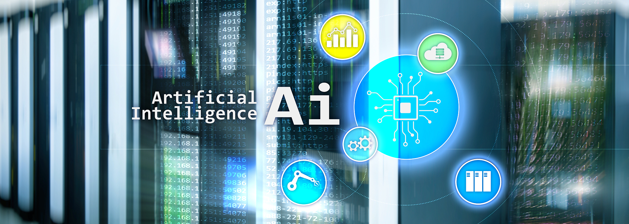 web site header wallpaper. artificial intelligence hi-tech busin