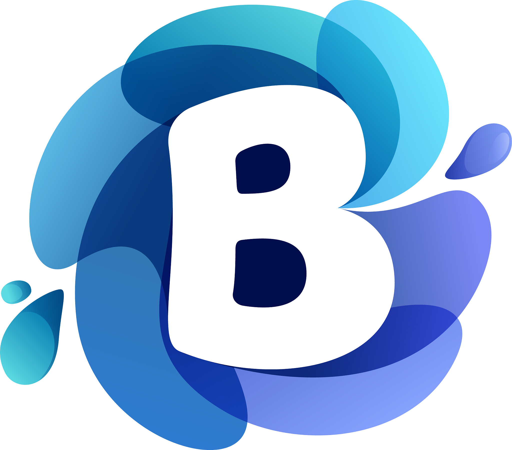 letter b pure water logo swirling overlapping