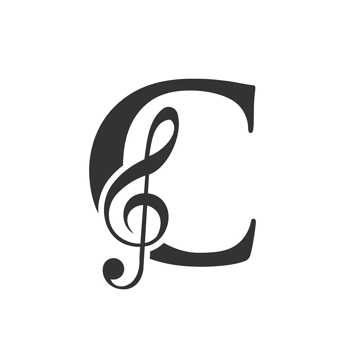 字母c上的音乐标志概念.c音乐音符符号,声音音乐旋律模板