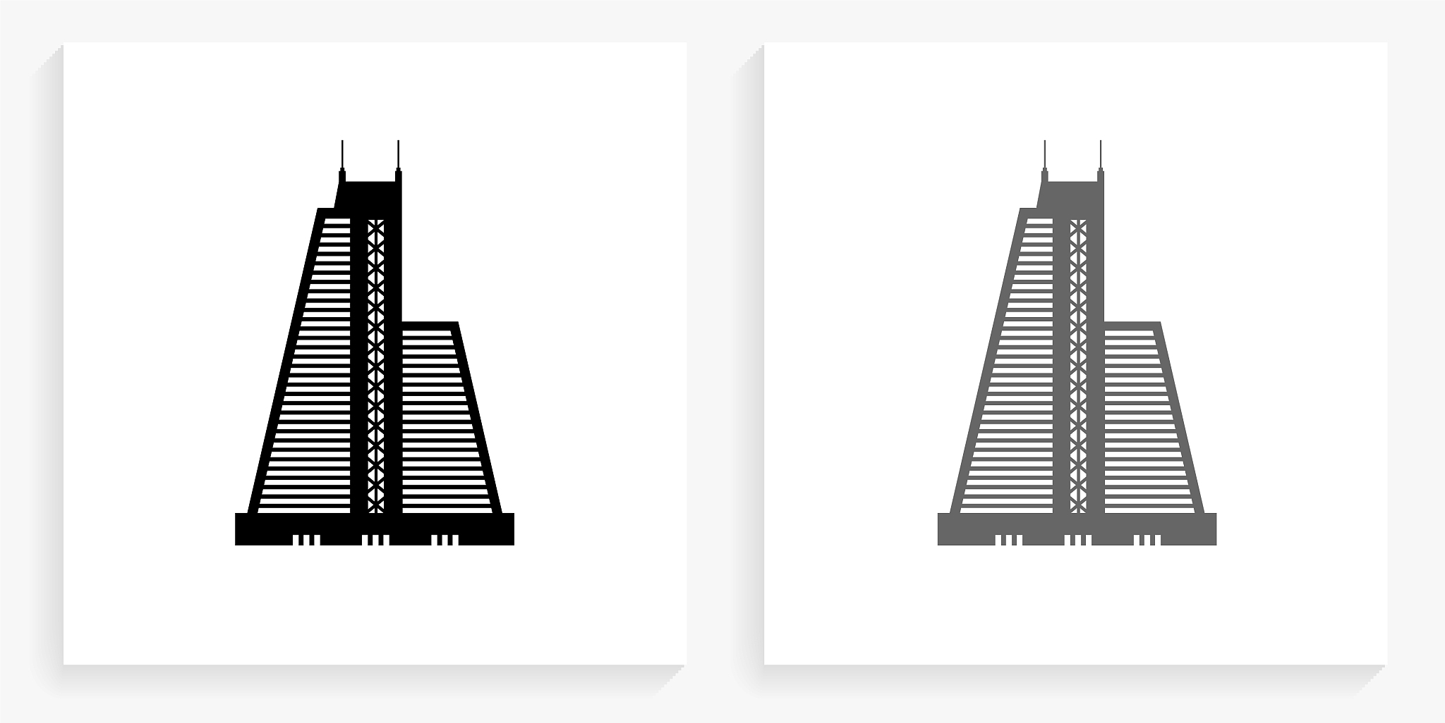 skyscraper black and white square icon