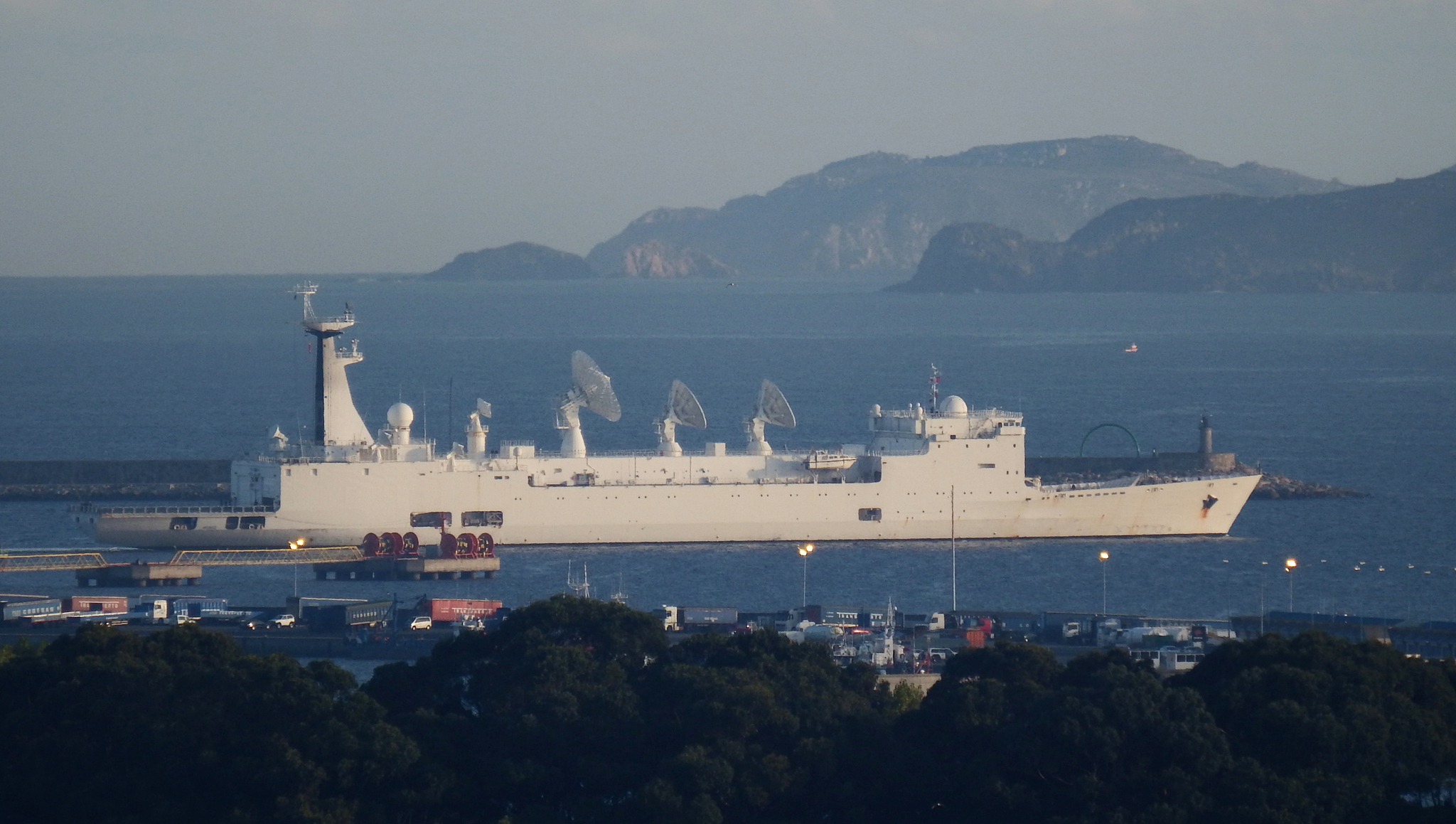 military vessel tracking ballistic missiles and satellites.
