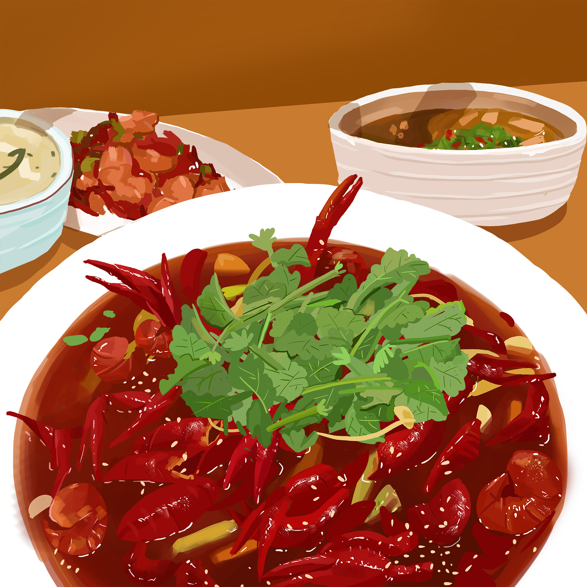 客人A的口味偏好：麻辣、丰富、爱米饭