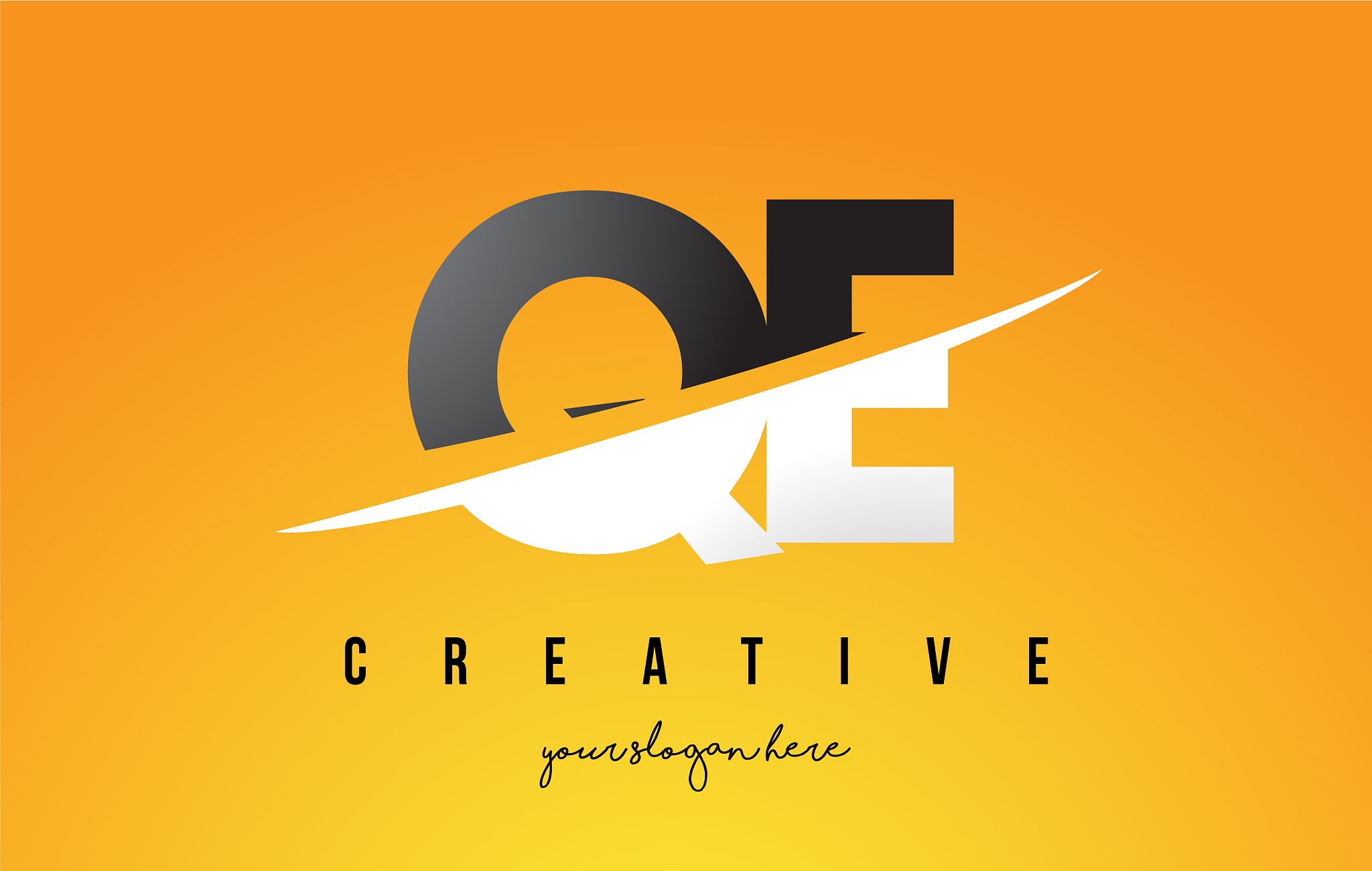 qe q e letter modern logo design with yellow