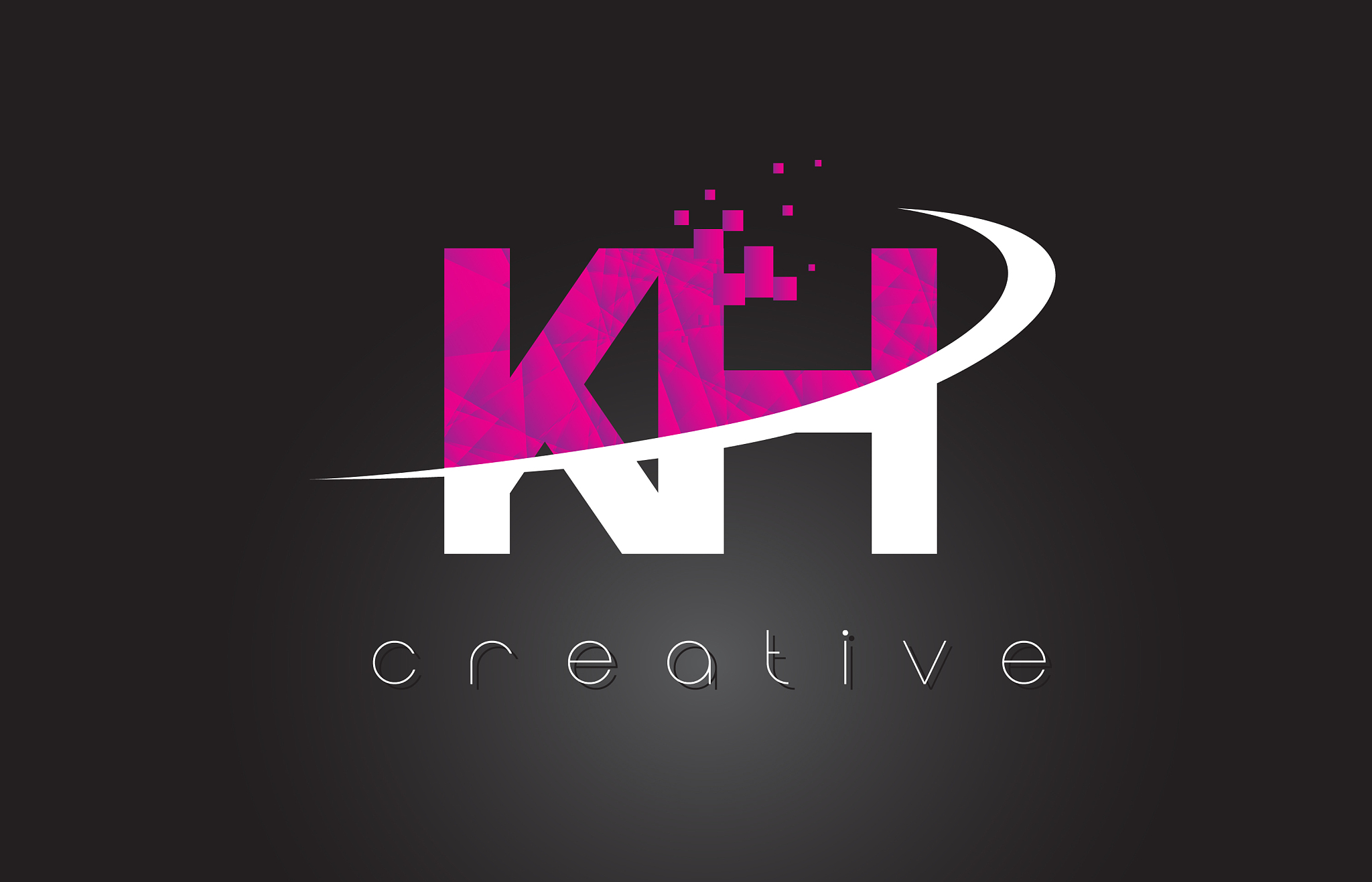 kh k h creative letters design with white pink