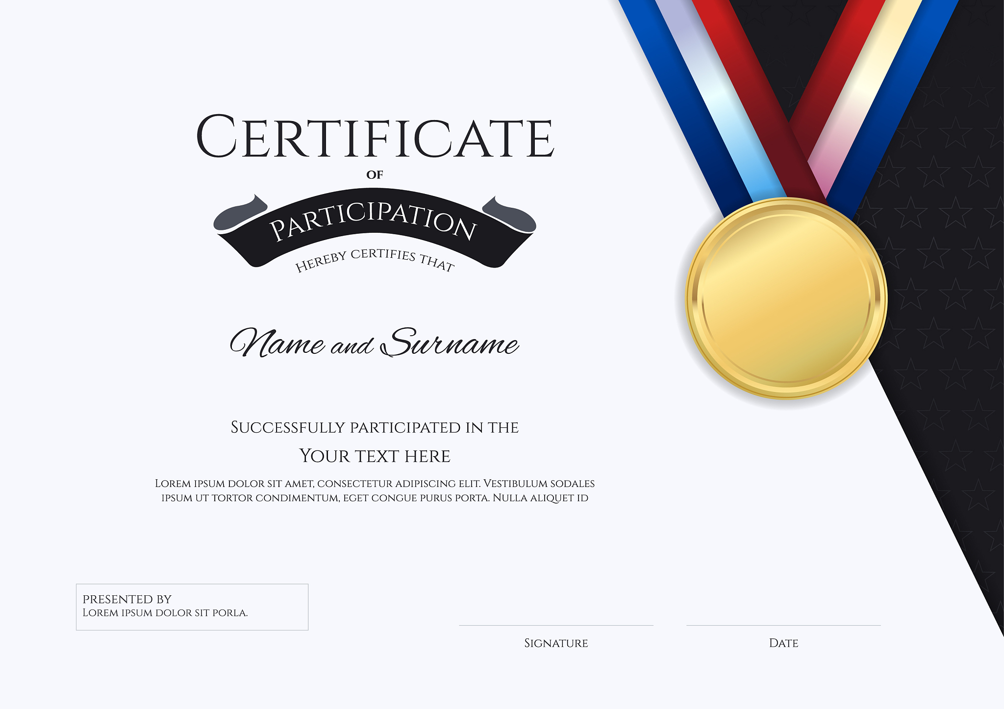 certificate template in sport theme with border