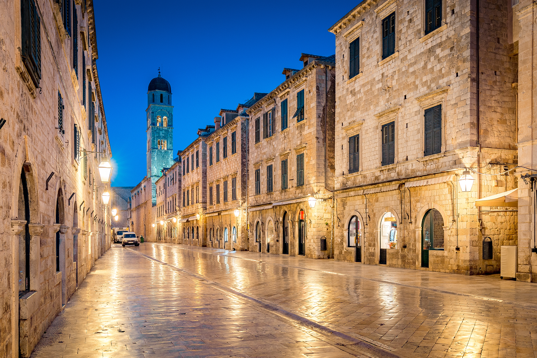 old town of dubrovnik at twilight, dalmatia, croatia