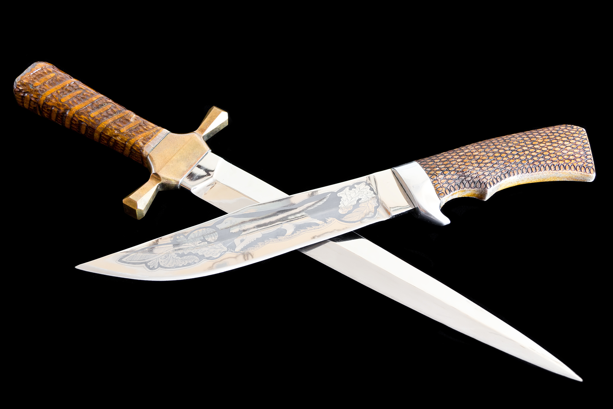 cold weapon on black background
