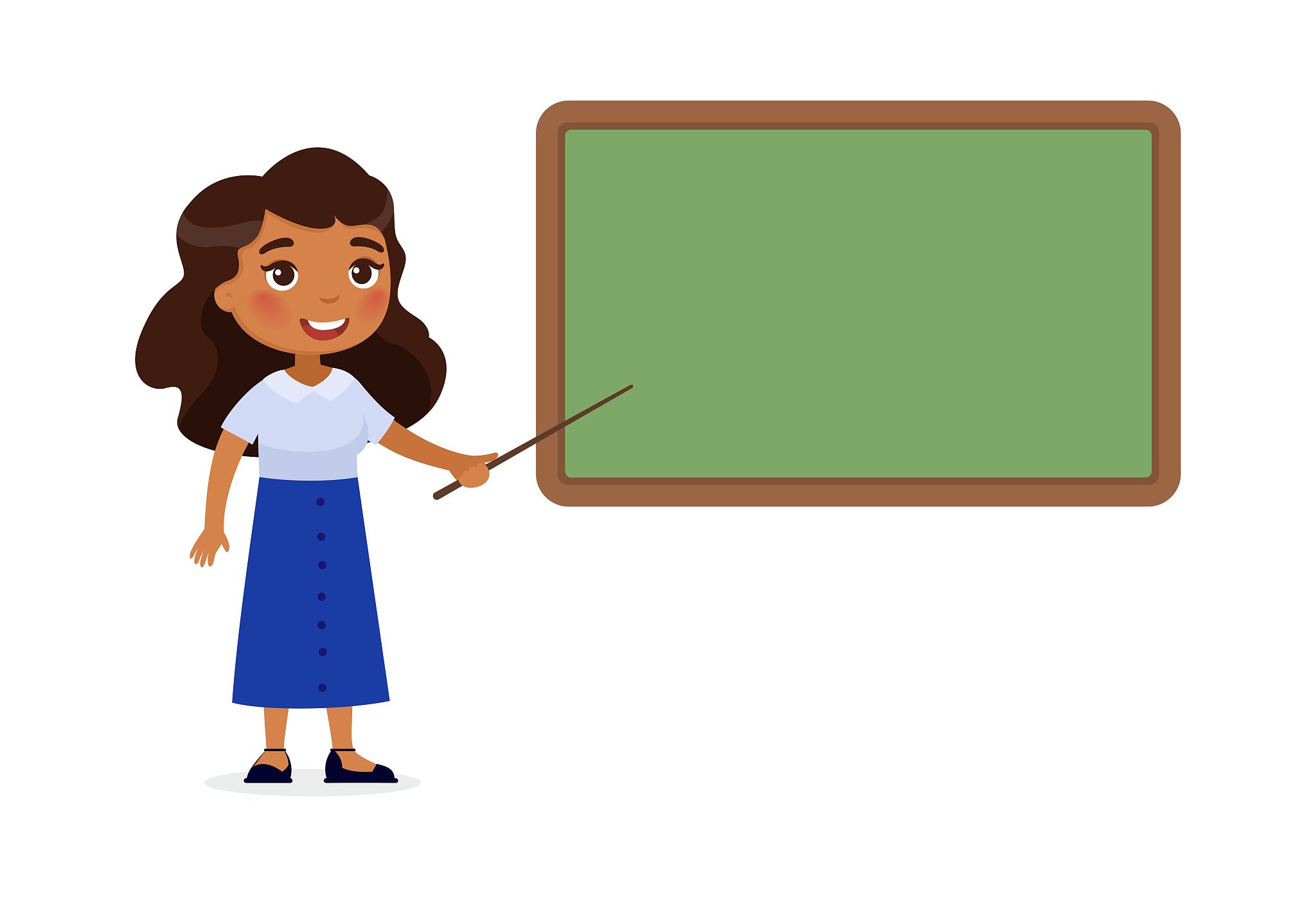 indian female teacher standing near blackboard flat vector illus