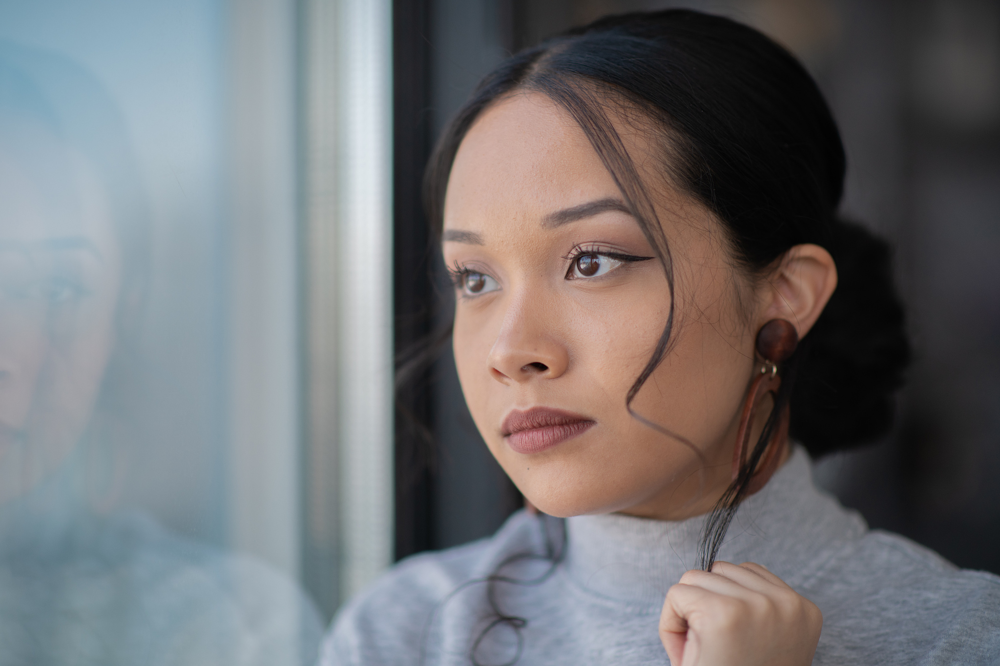 portrait of contemplative young woman