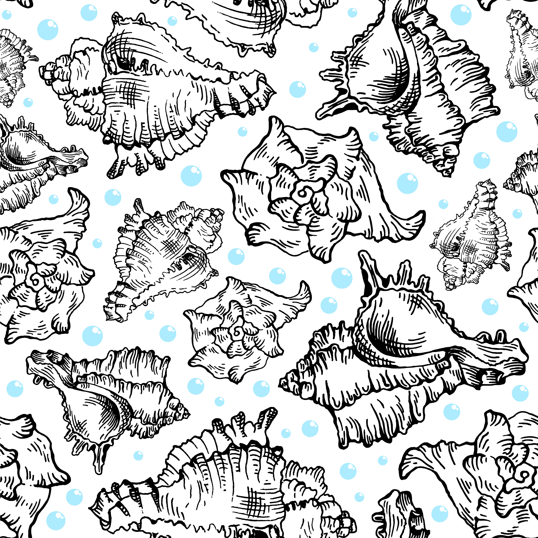 seamless sketch seashell template background