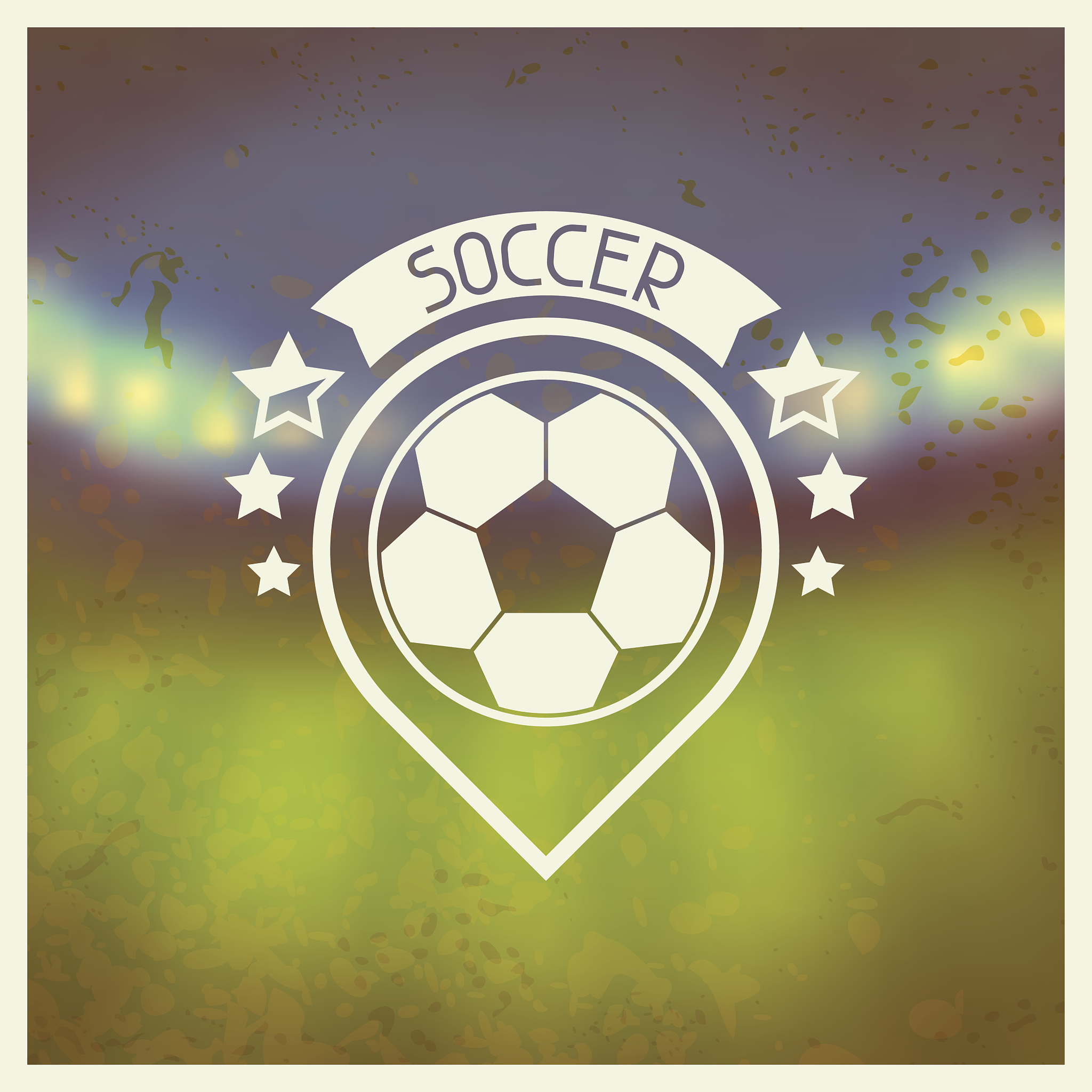 sports label with soccer symbols