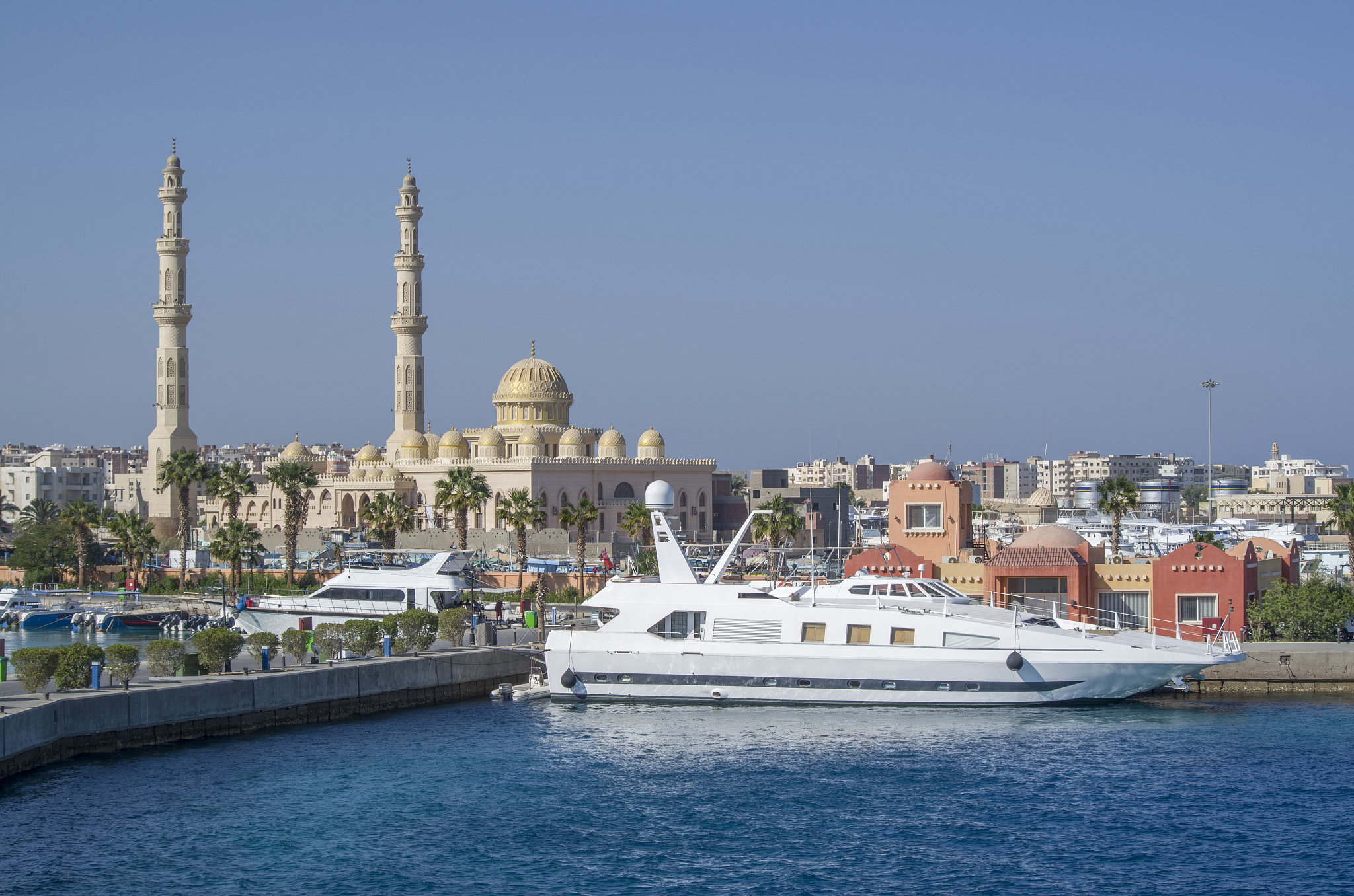 yacht harbor in hurgada in egypt, africa