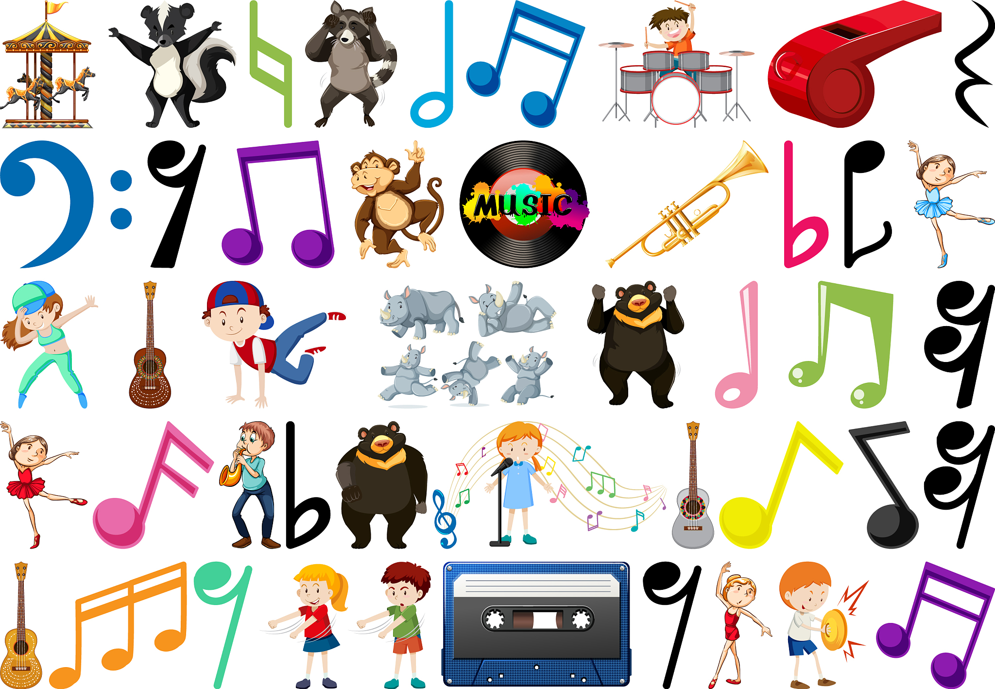 music note people and animal