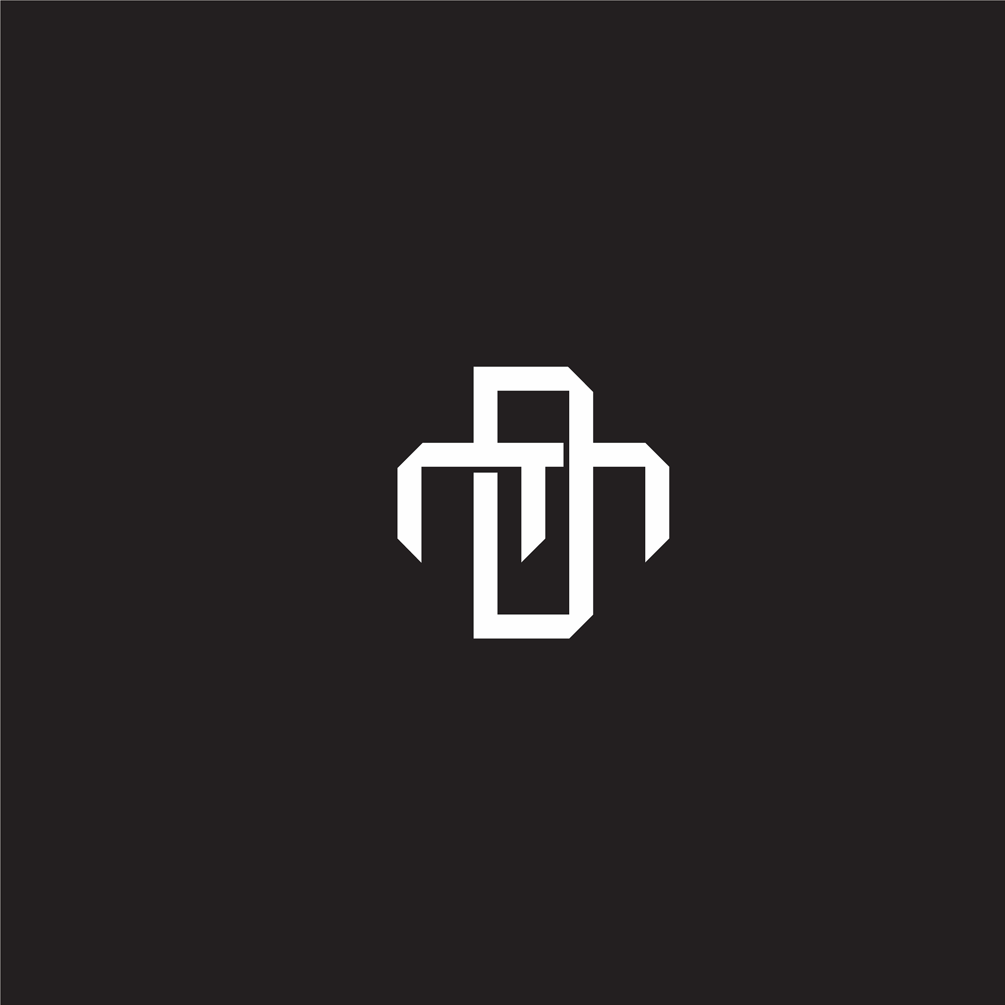 dm initial letter overlapping interlock logo