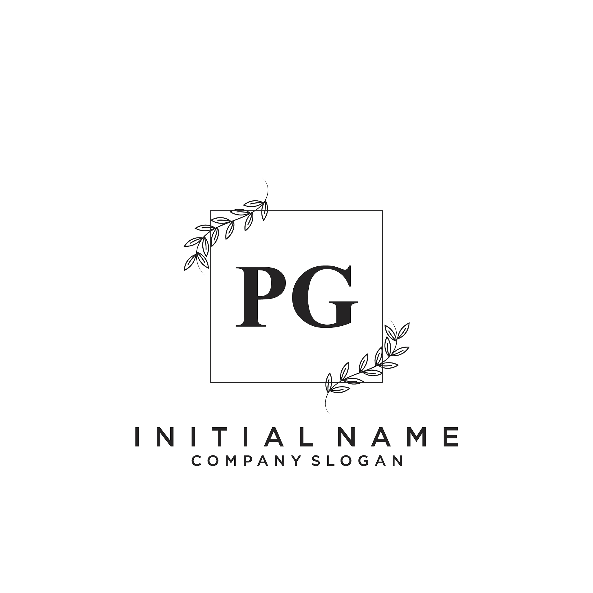 pg initial handwriting logo design