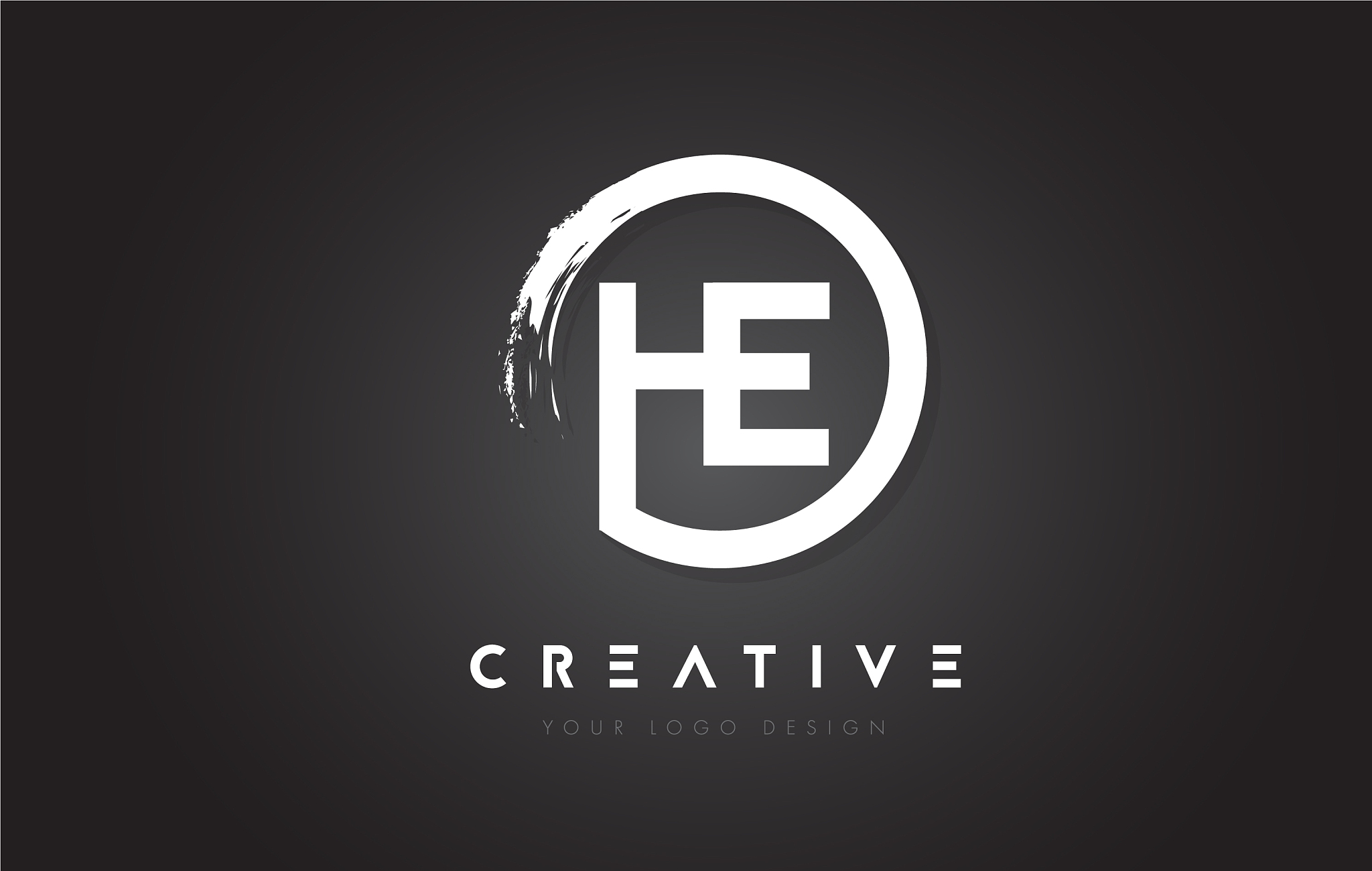 he circular letter logo with circle brush design