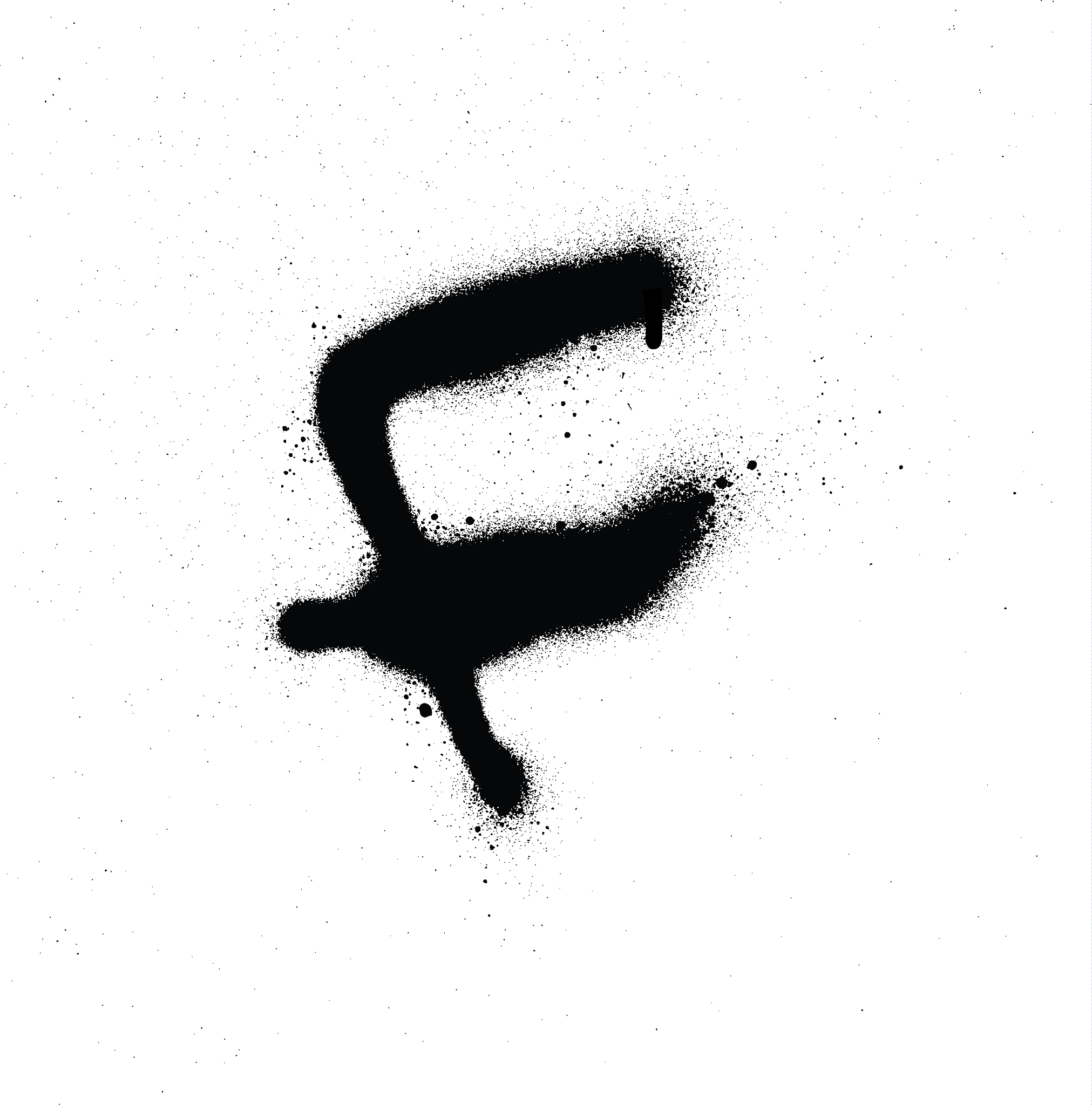 sprayed f font graffiti with leak in black