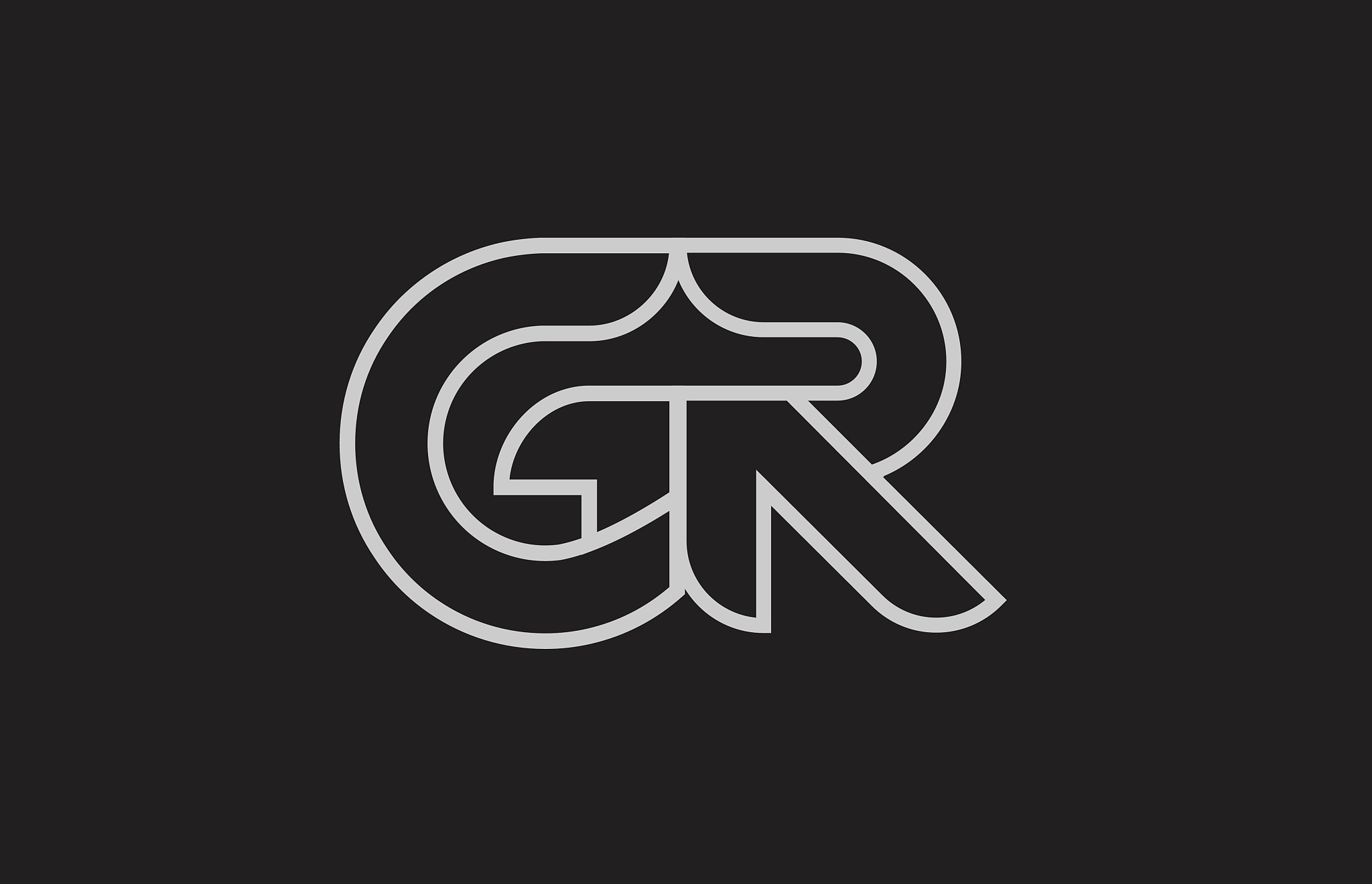 black and white alphabet letter gr g r logo combination