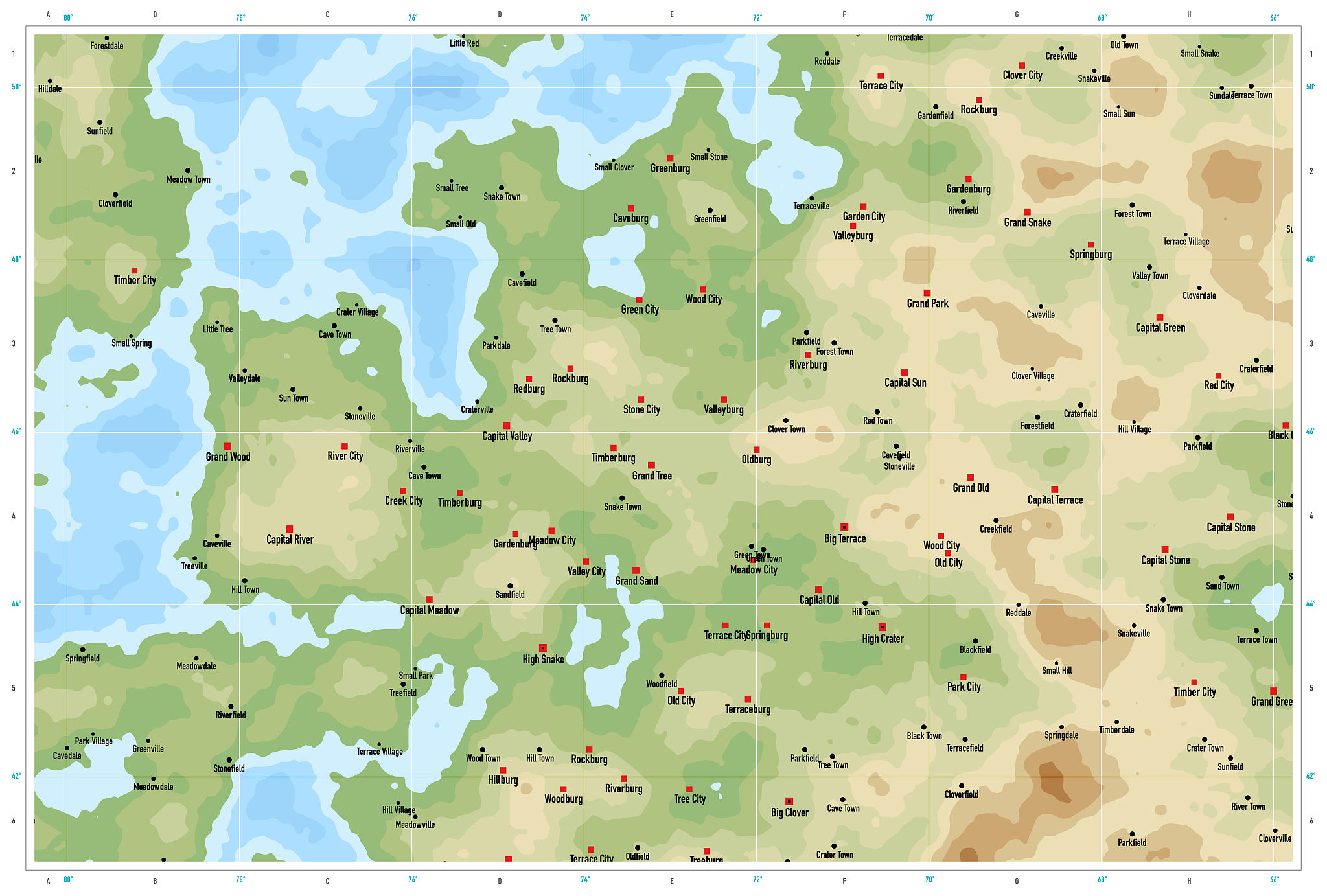 natural color generic topographic map 13