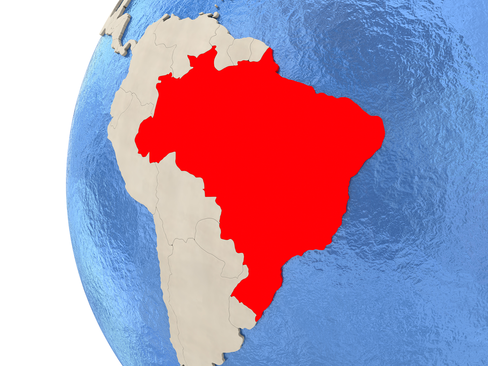 brazil on 3d globe