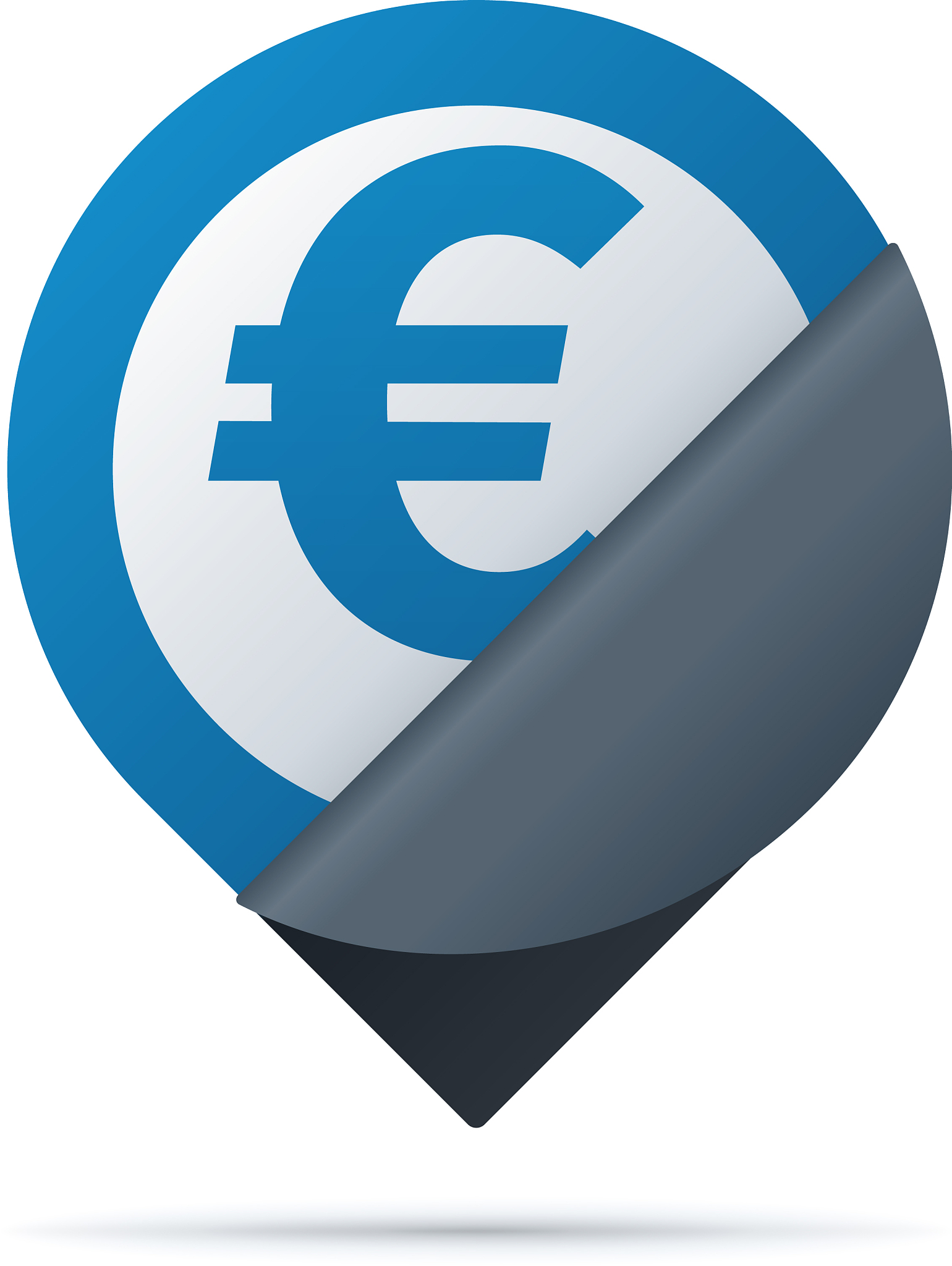 euro symbol address pin icon with coating