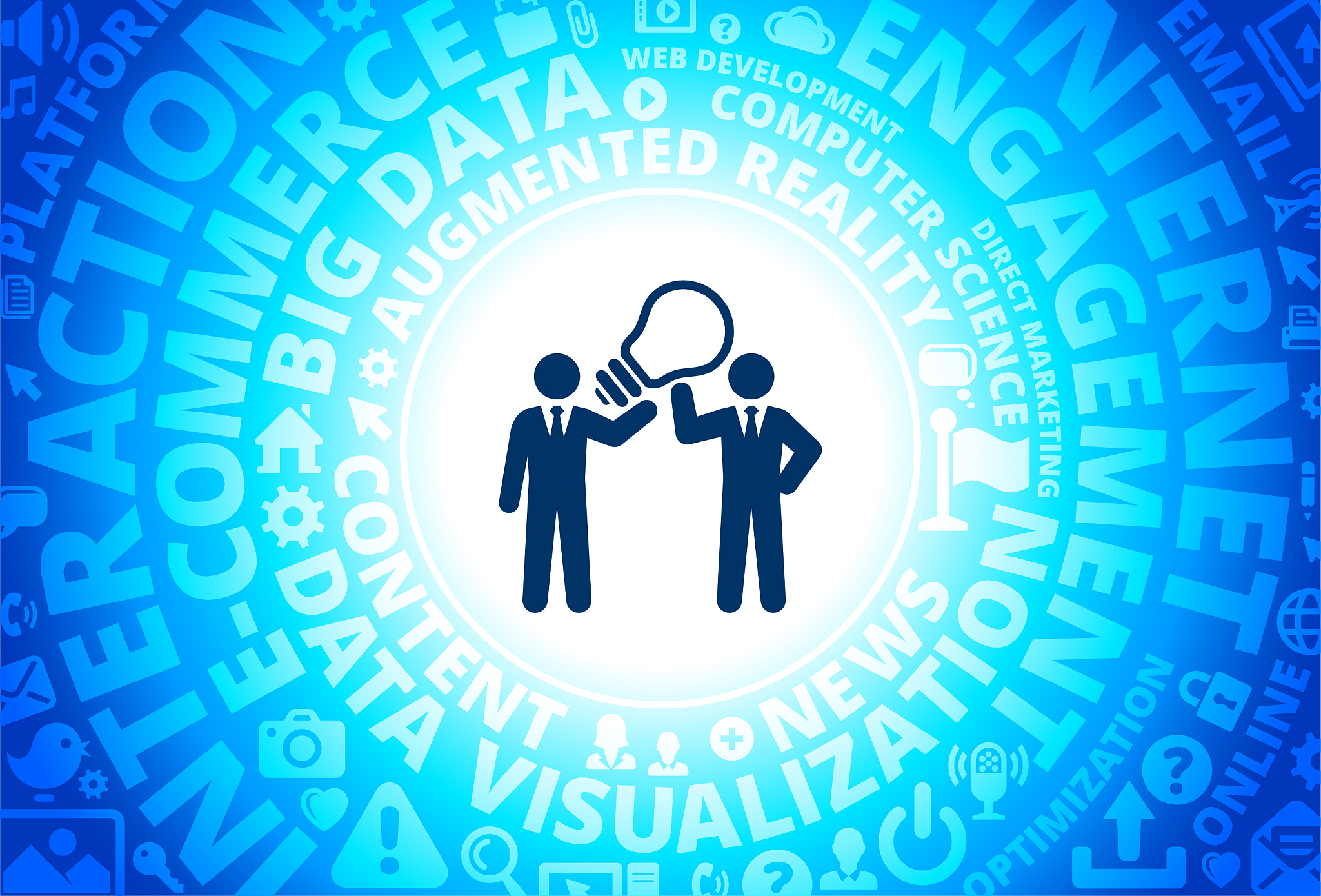 sharing ideas icon on internet modern technology words backgroun