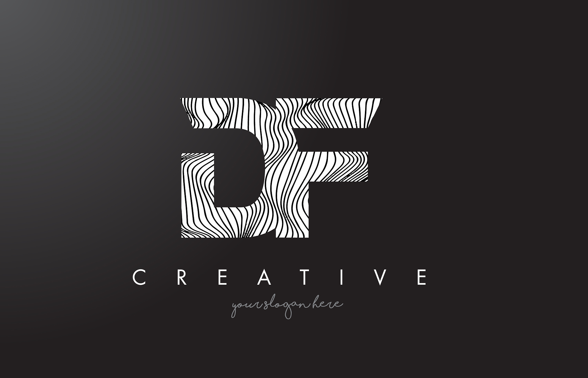 df d f letter logo with zebra lines texture