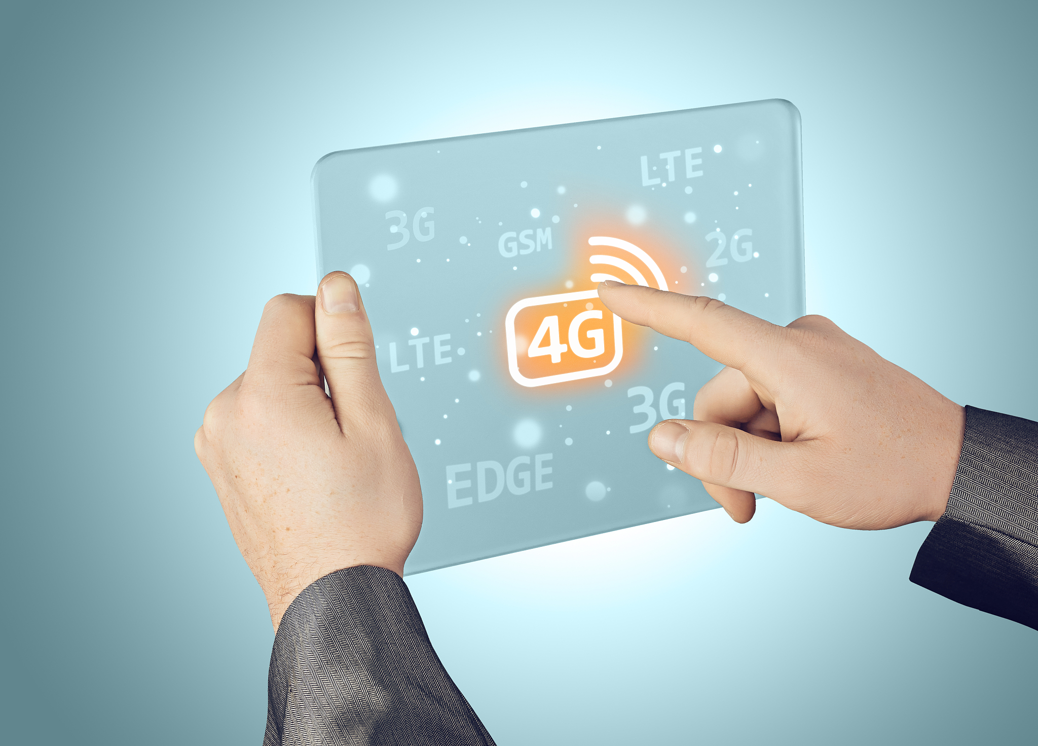 businessman pushing 4g