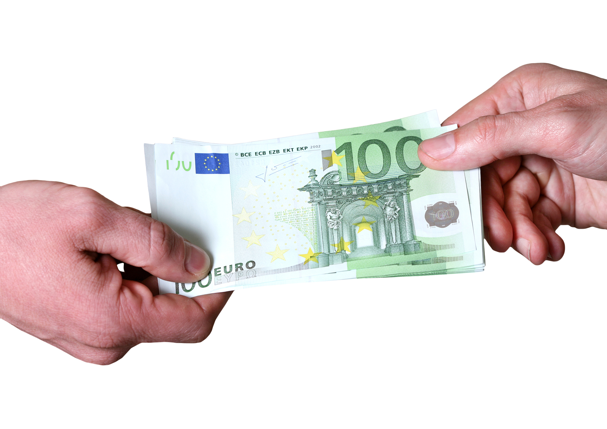 man's hands hold dollars banknotes money