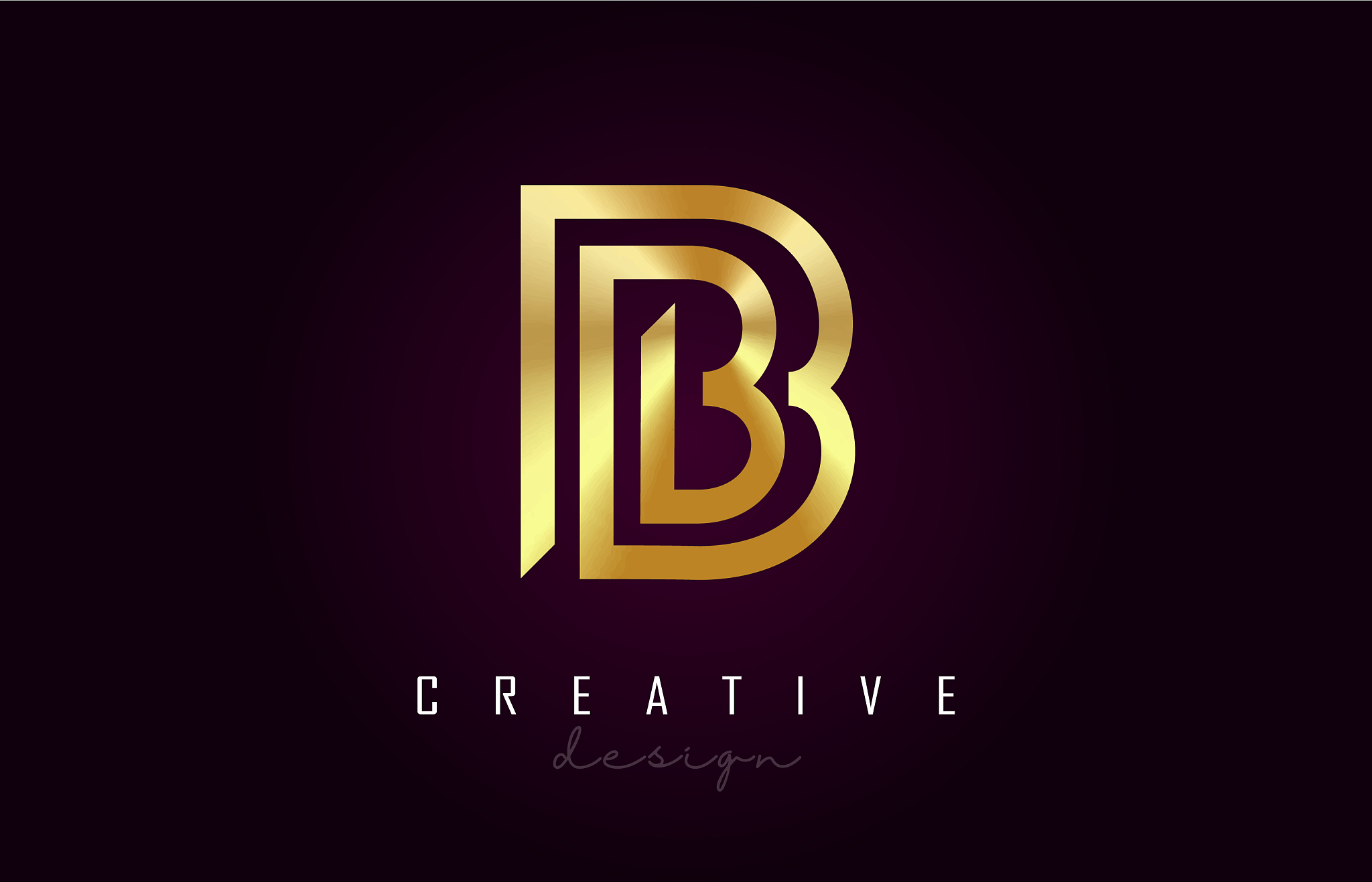 b golden letter logo monogram design creative b