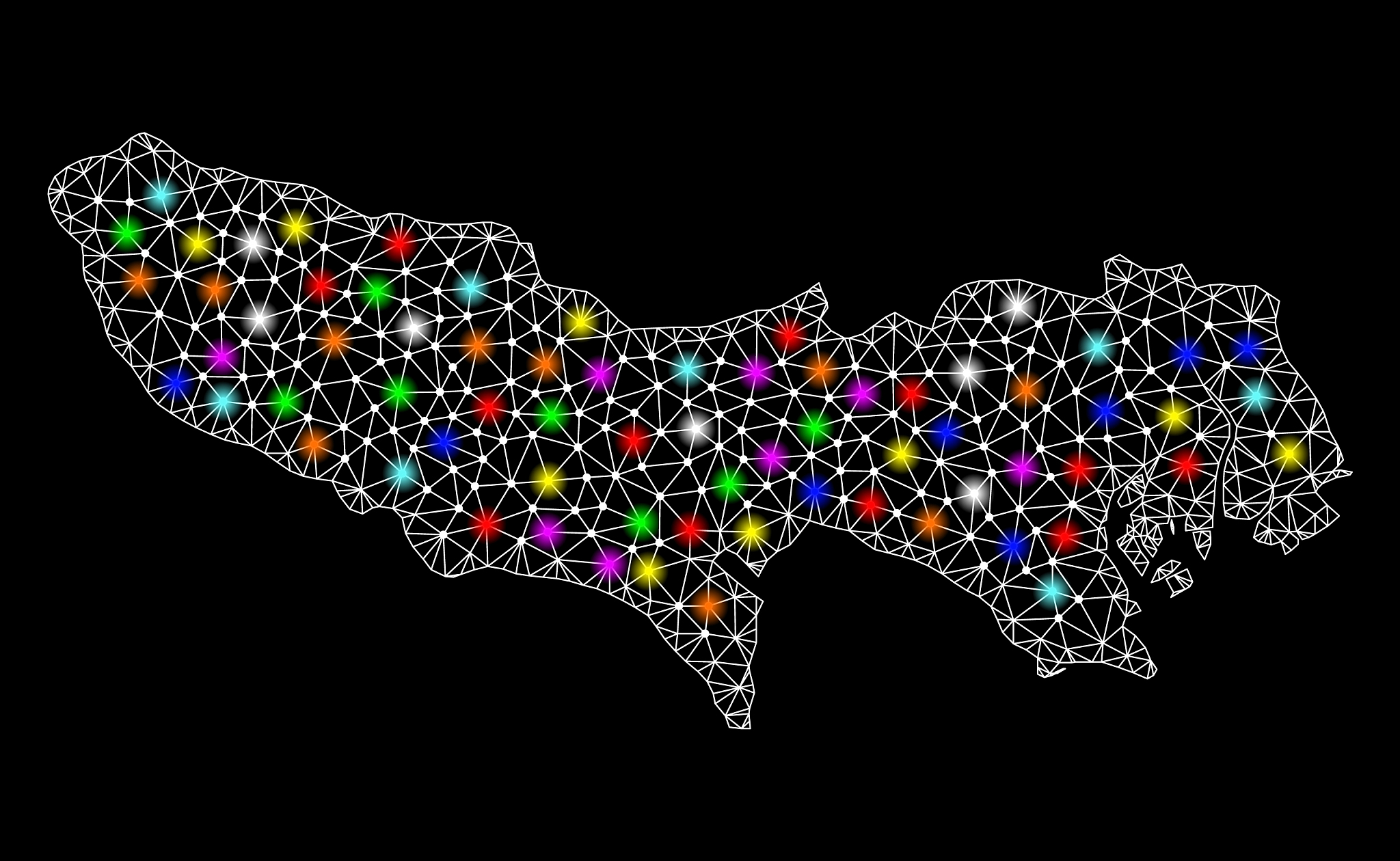 mesh carcass map of tokyo prefecture with bright