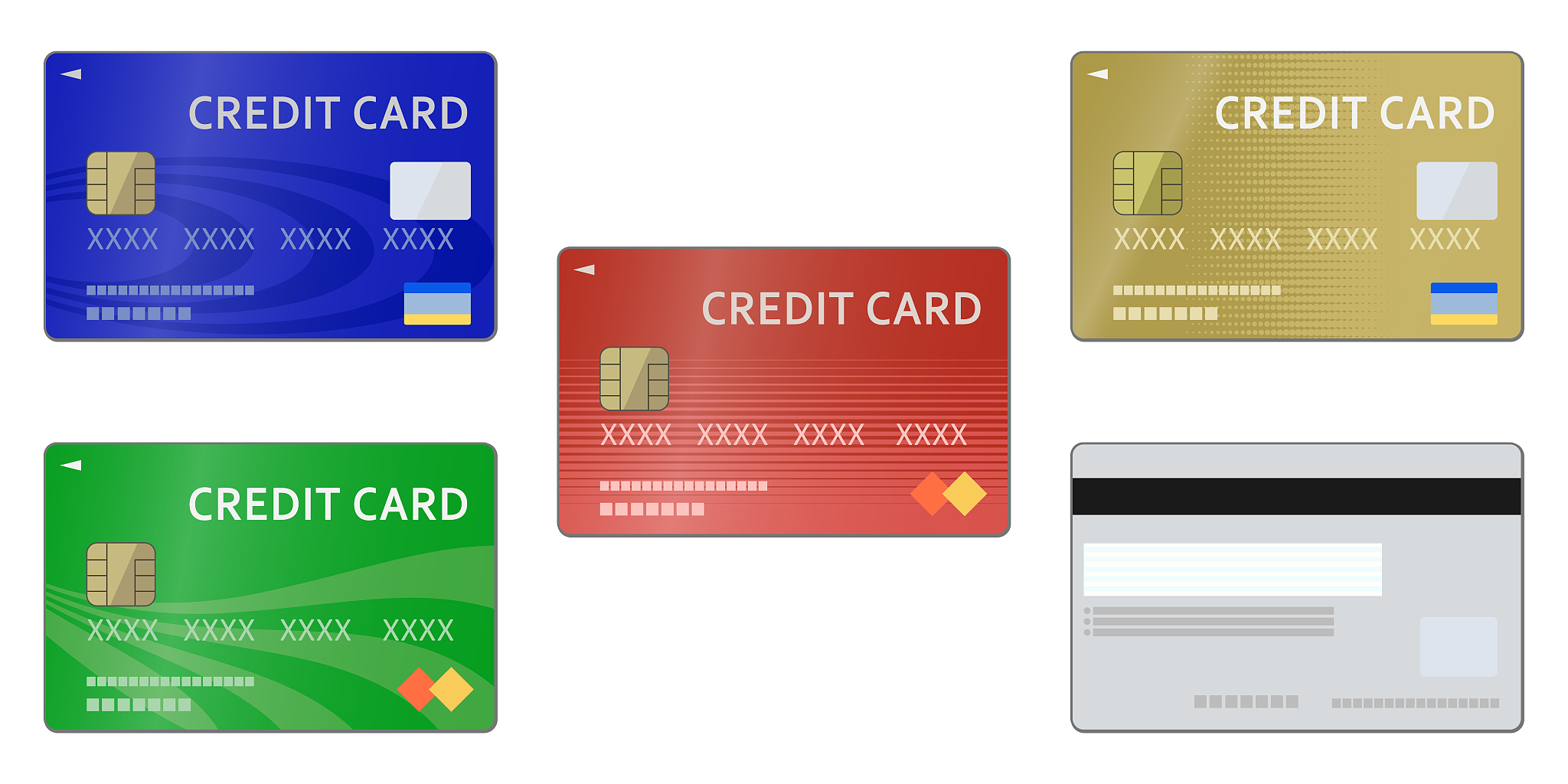 illustration of various credit cards