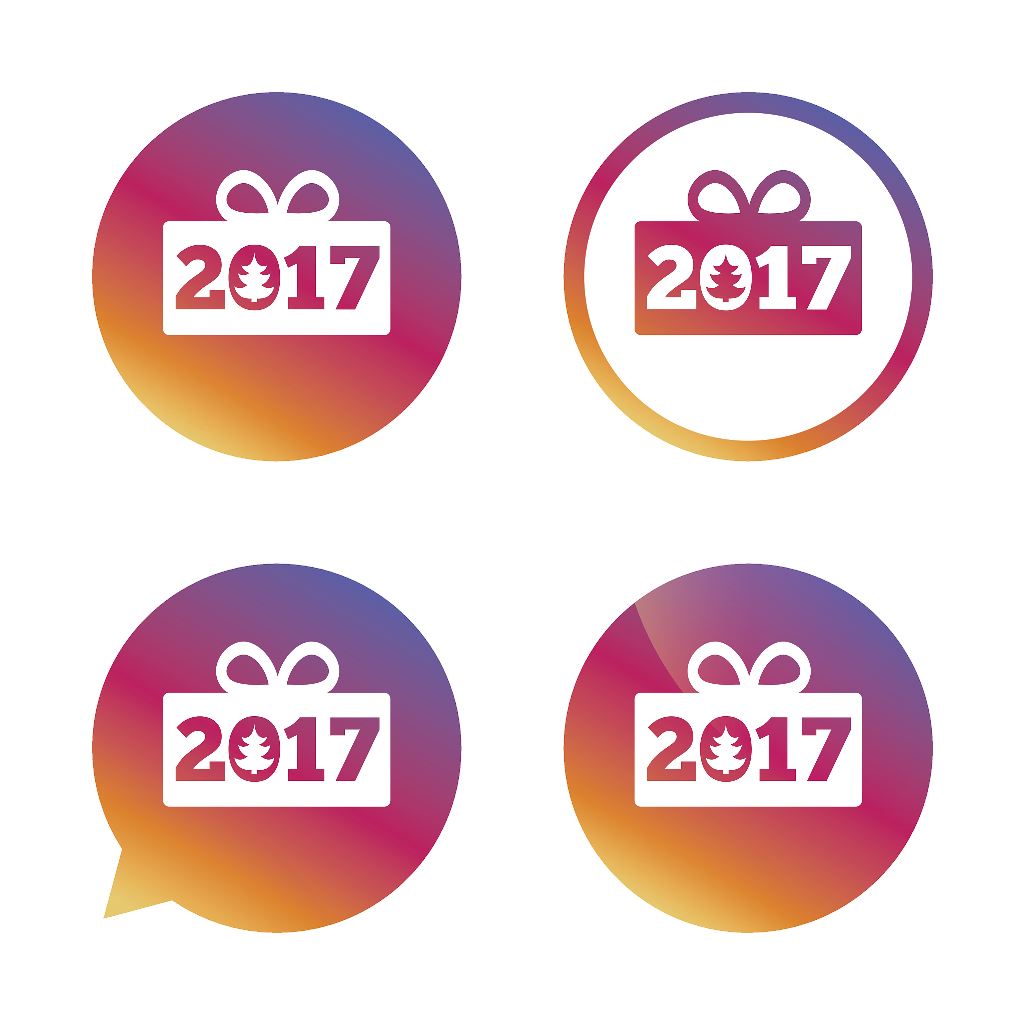 happy new year 2017 sign icon. christmas gift.
