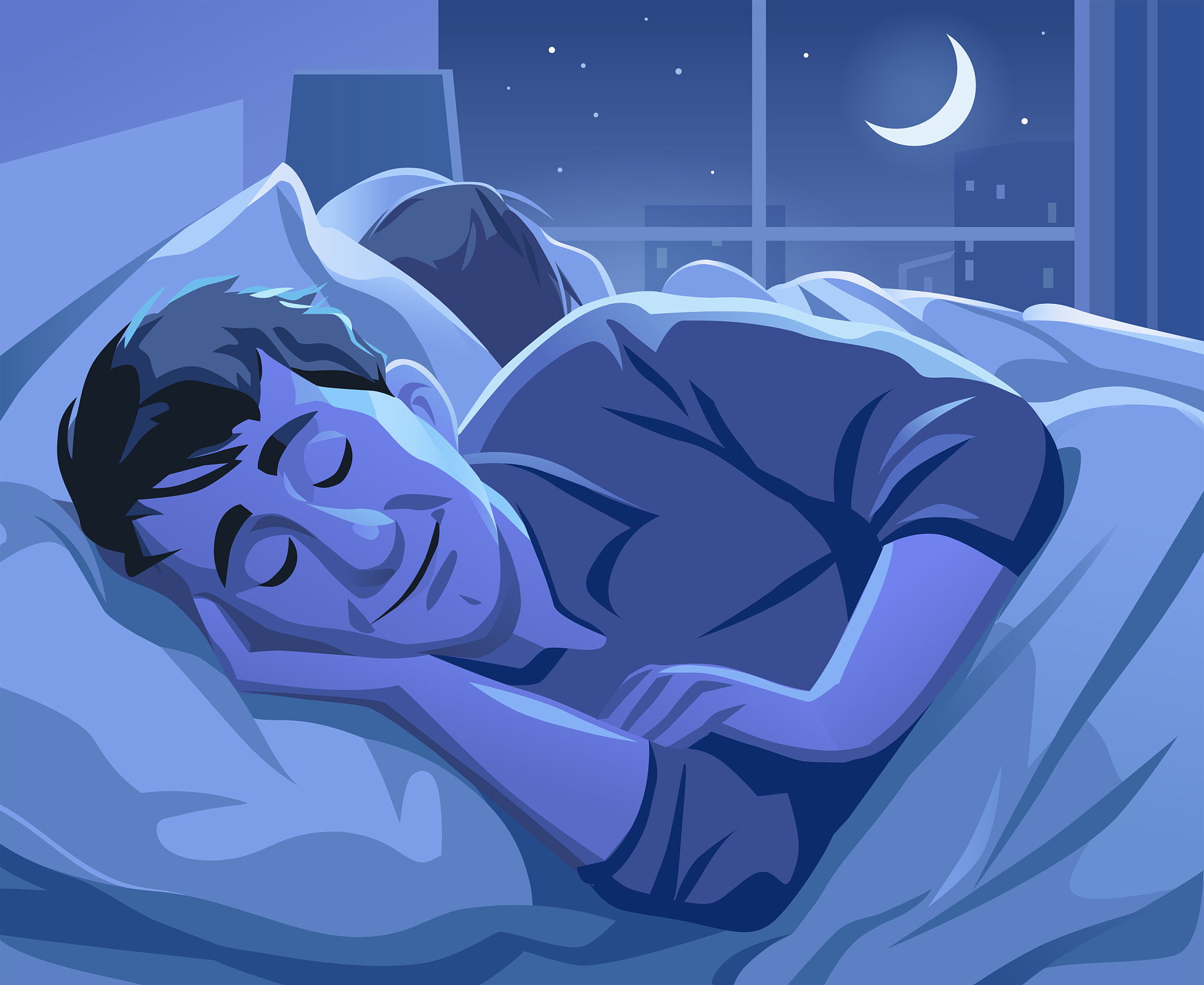 man sleeping in bed at night