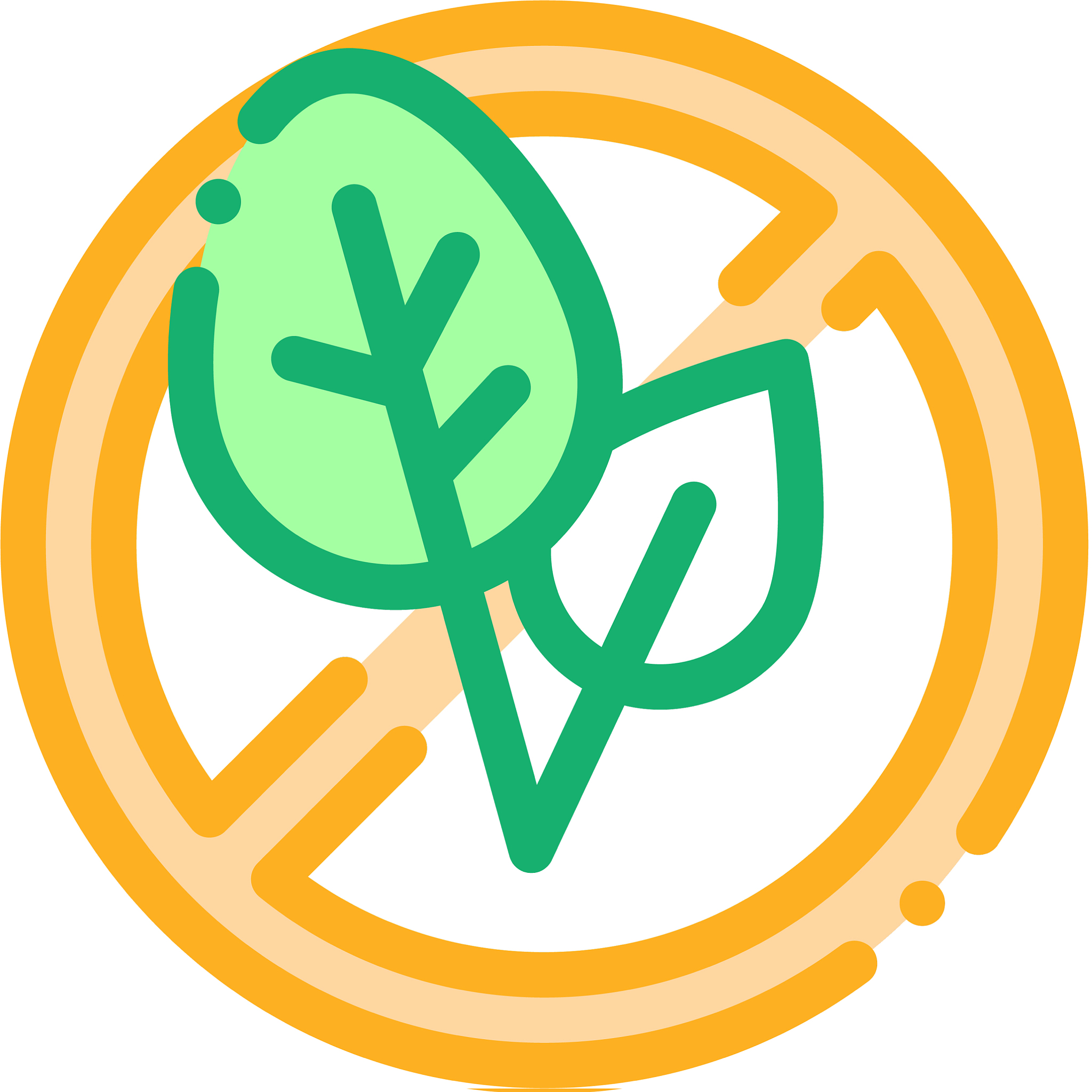 soy leaves crossed out sign icon outline
