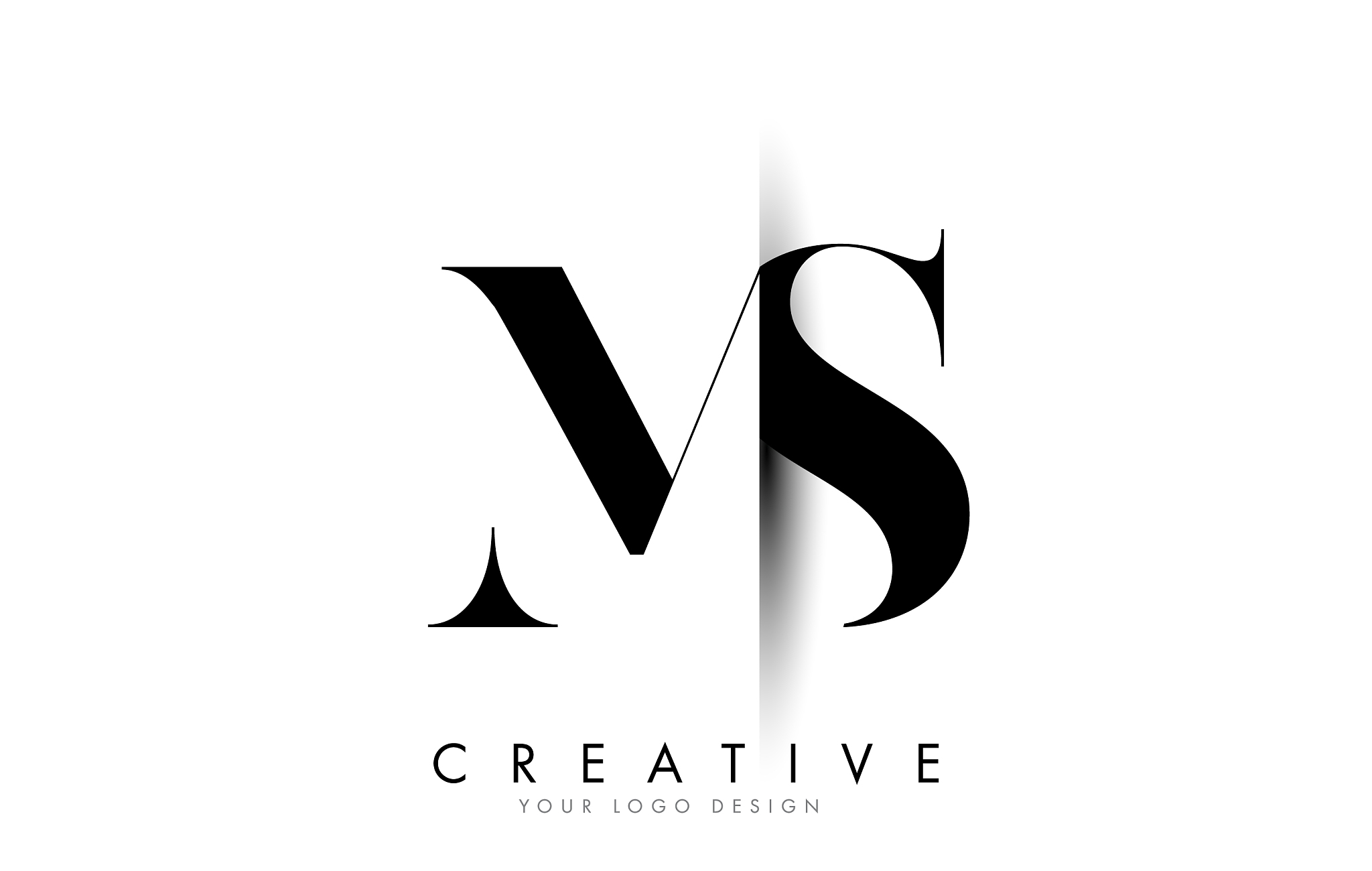 ms m s letter logo with creative shadow cut design