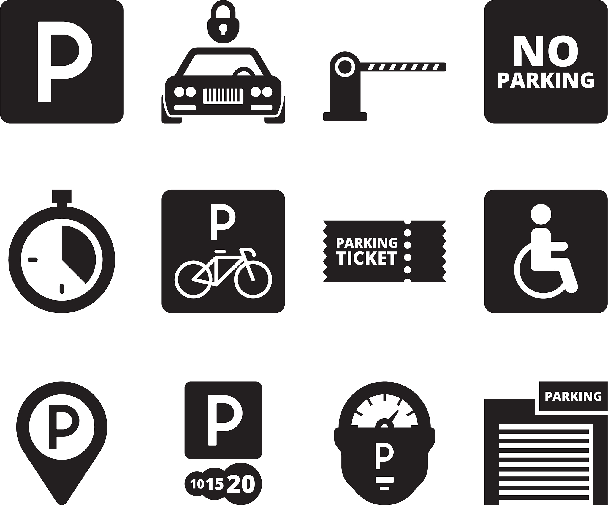 parking icon transportation silhouette symbols