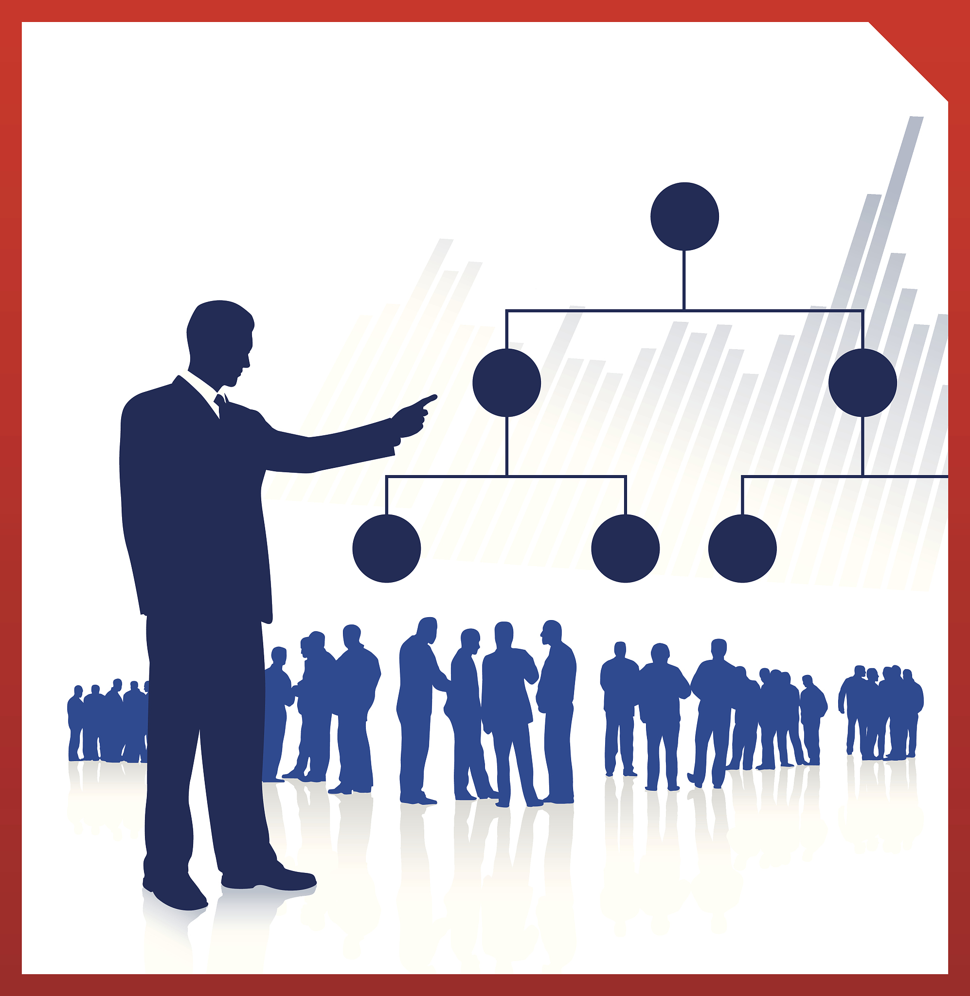 business man with structure diagram attending financial conferen