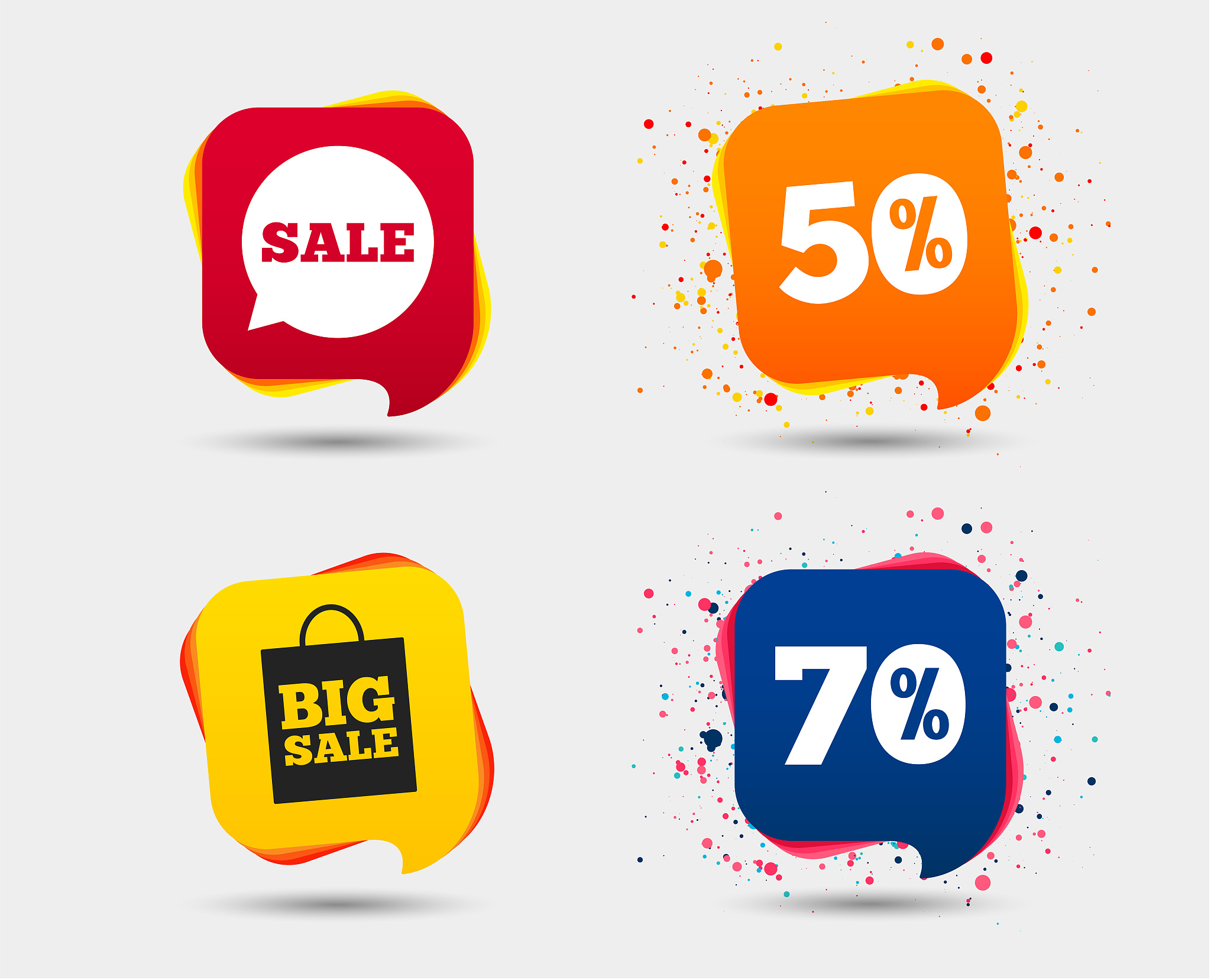 sale speech bubble icon. big sale shopping bag.