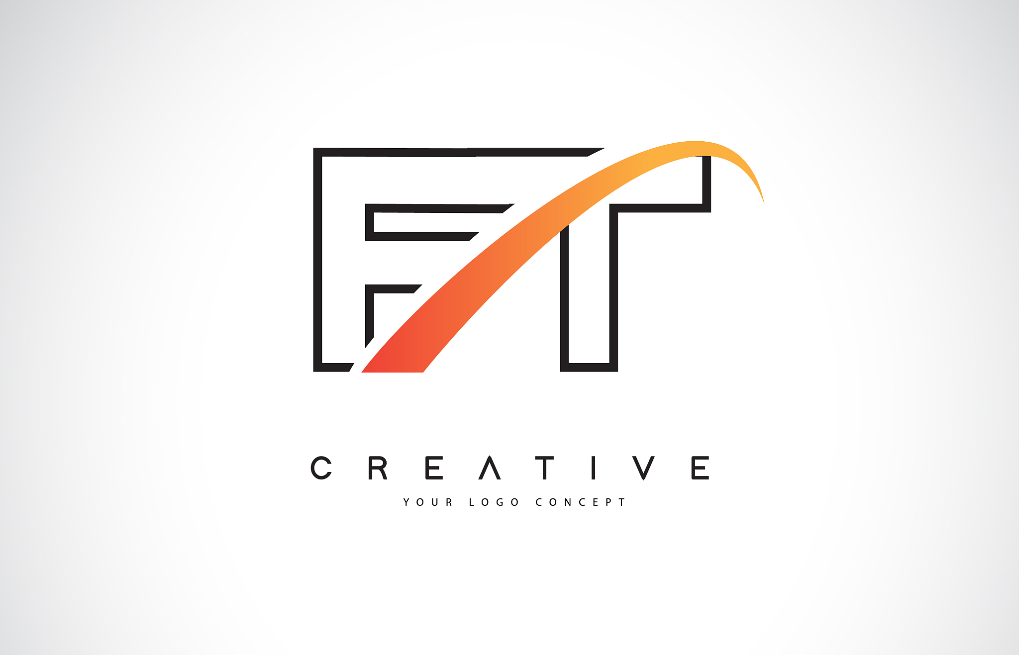ft f t swoosh letter logo design with modern